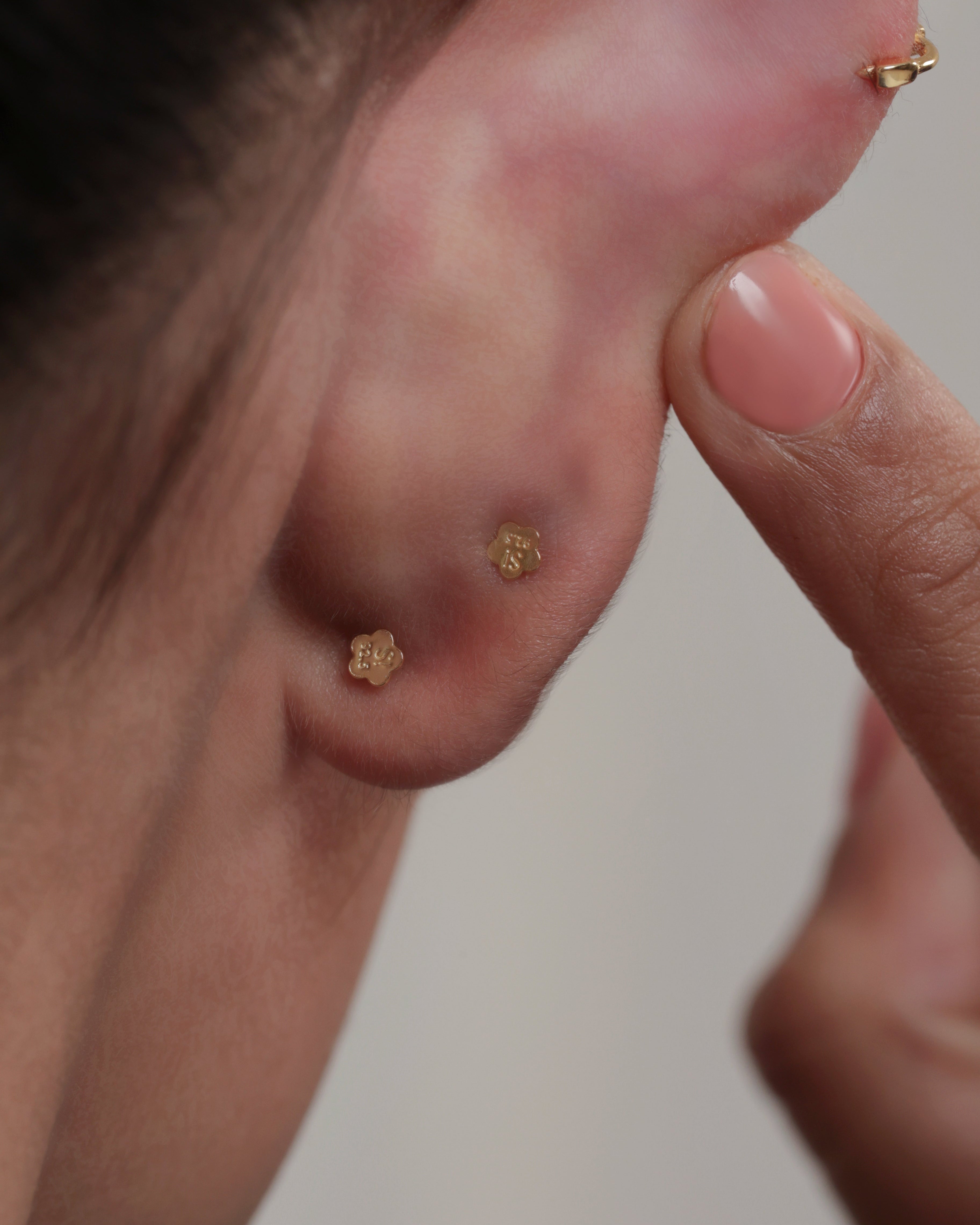 Radiant Round Zirconia Flat Back Stud Earrings