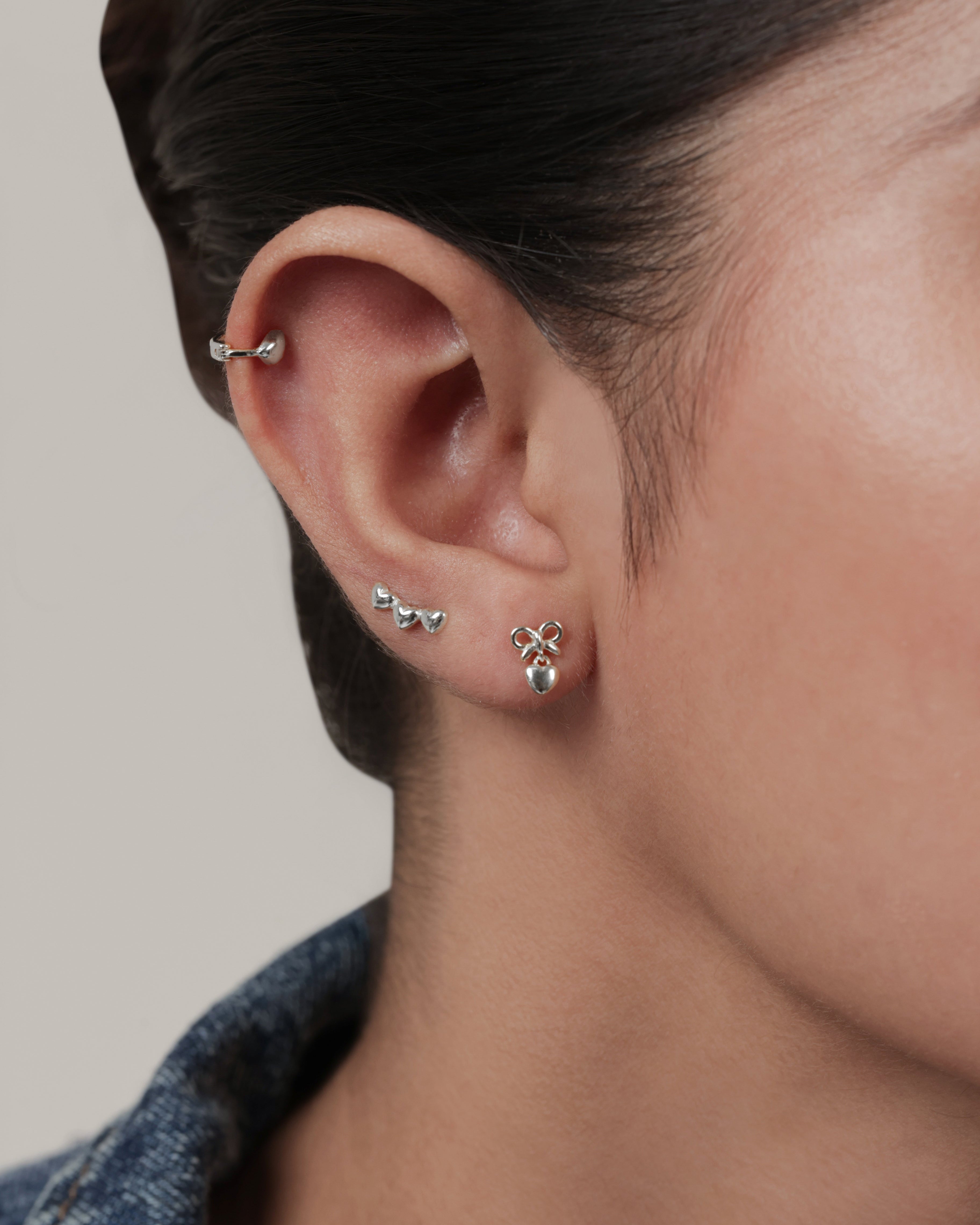 Heartfelt Bow Stud Flat Back Stud Earrings