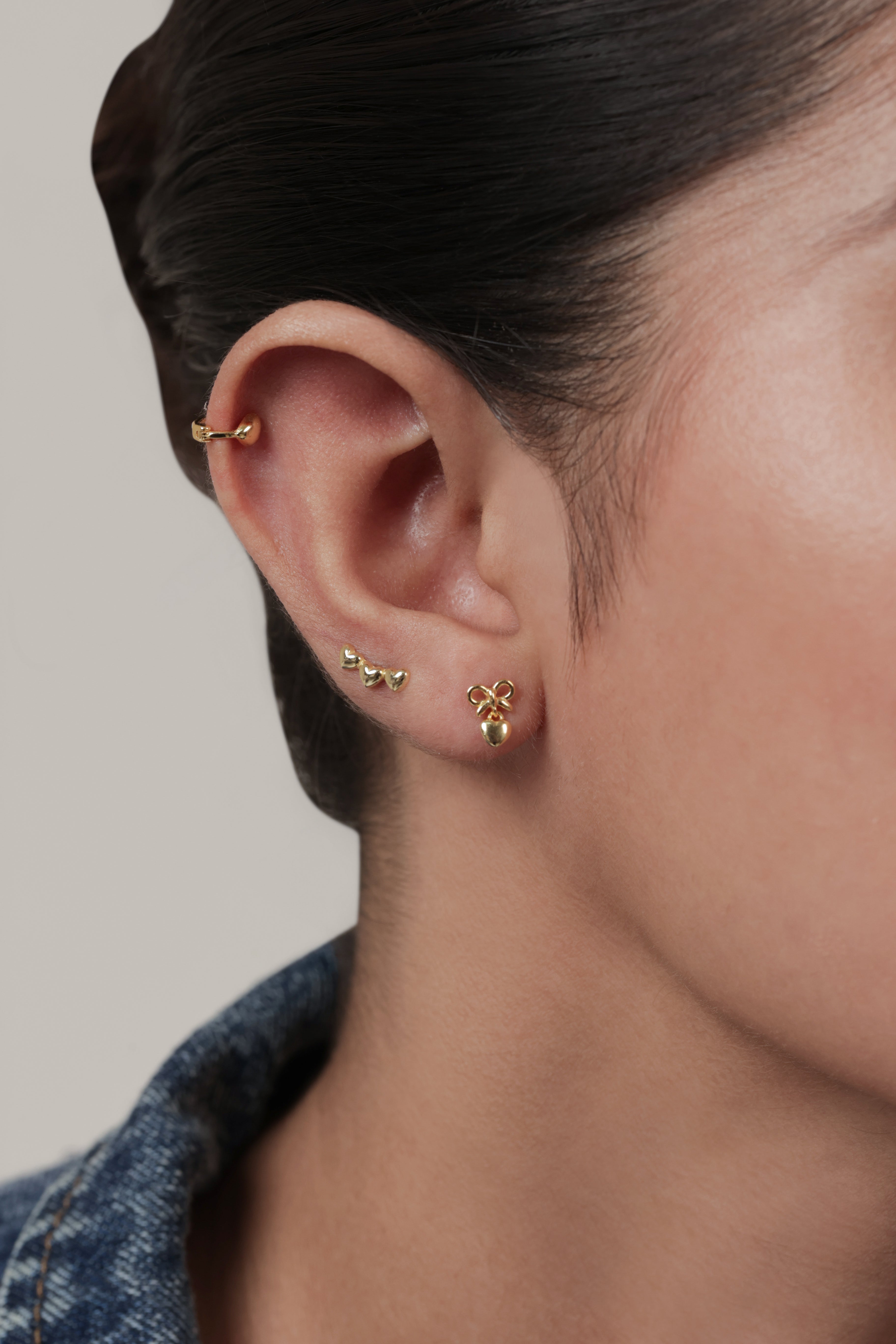 Heartline Stack Flat Back Stud Earrings