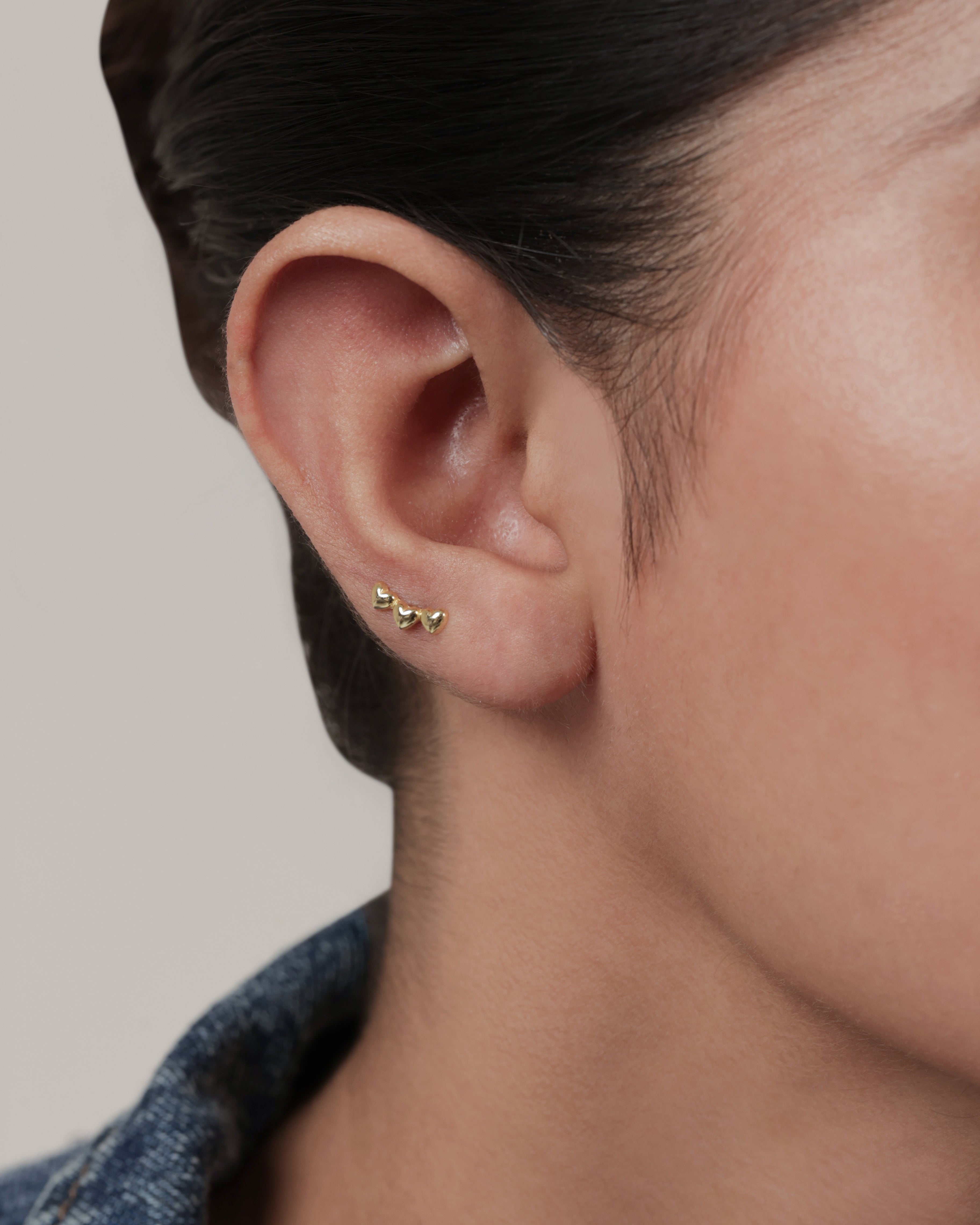 Heartline Stack Flat Back Stud Earrings