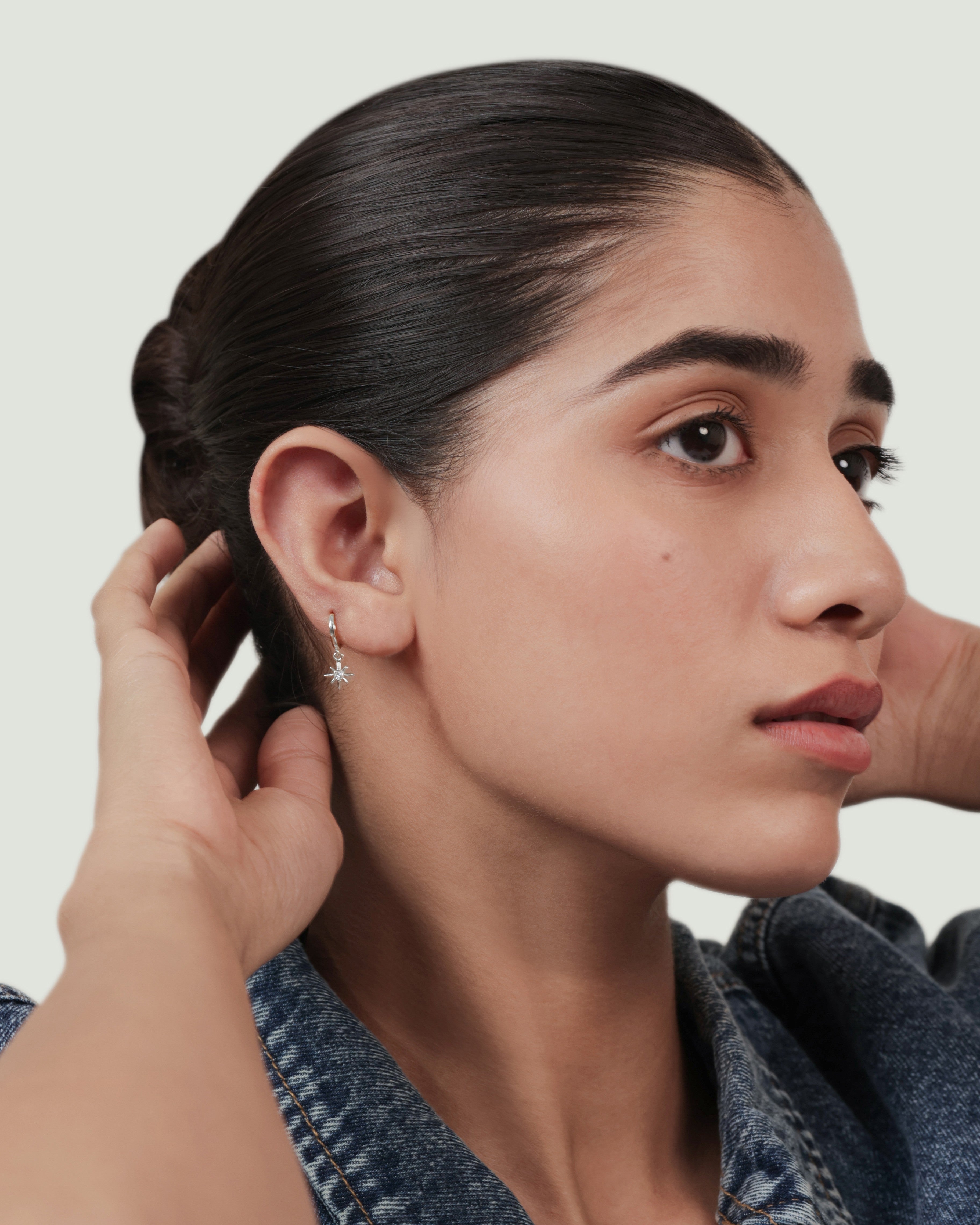 Mini Sunrays Charm Hoop Earrings