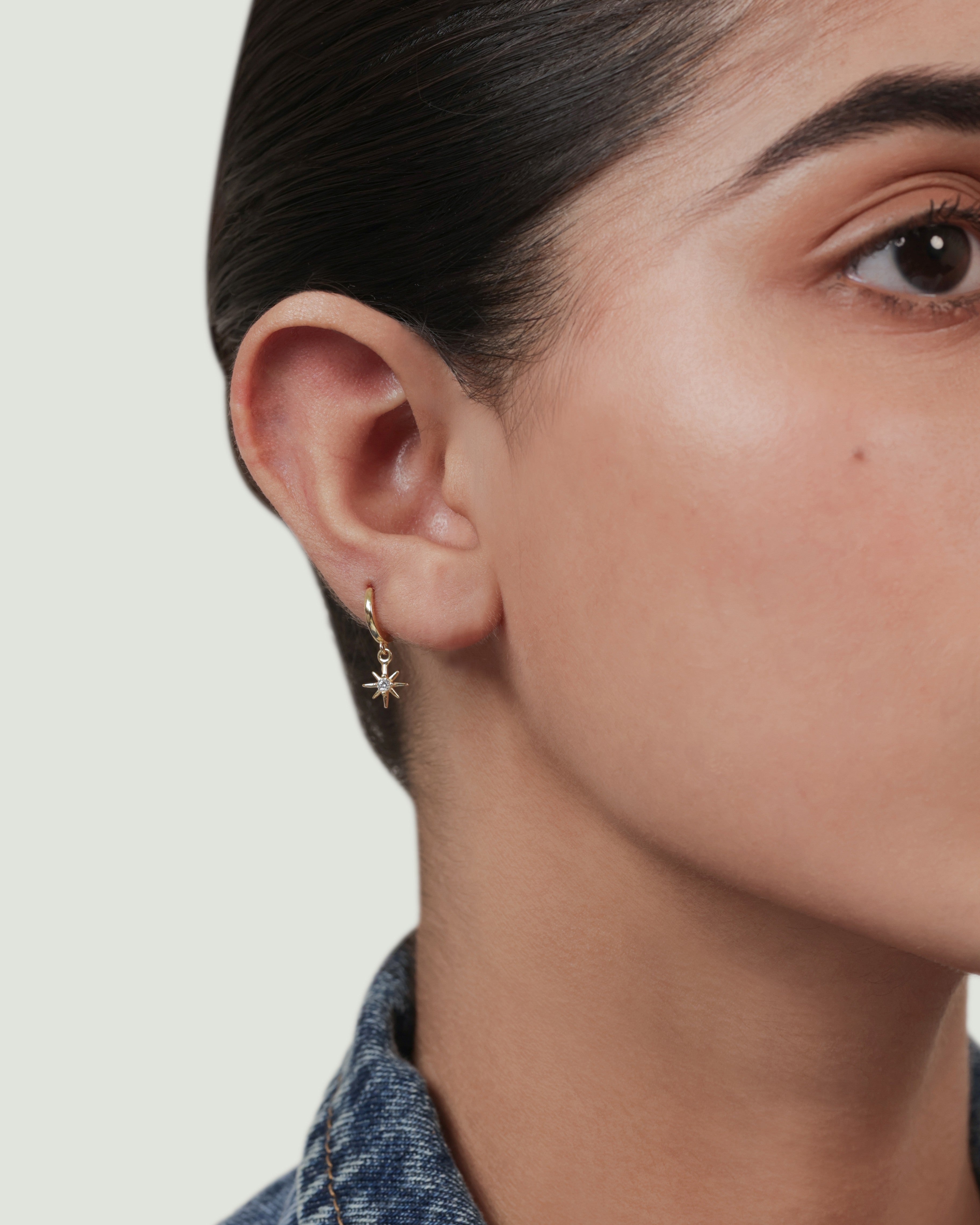 Mini Sunrays Charm Hoop Earrings