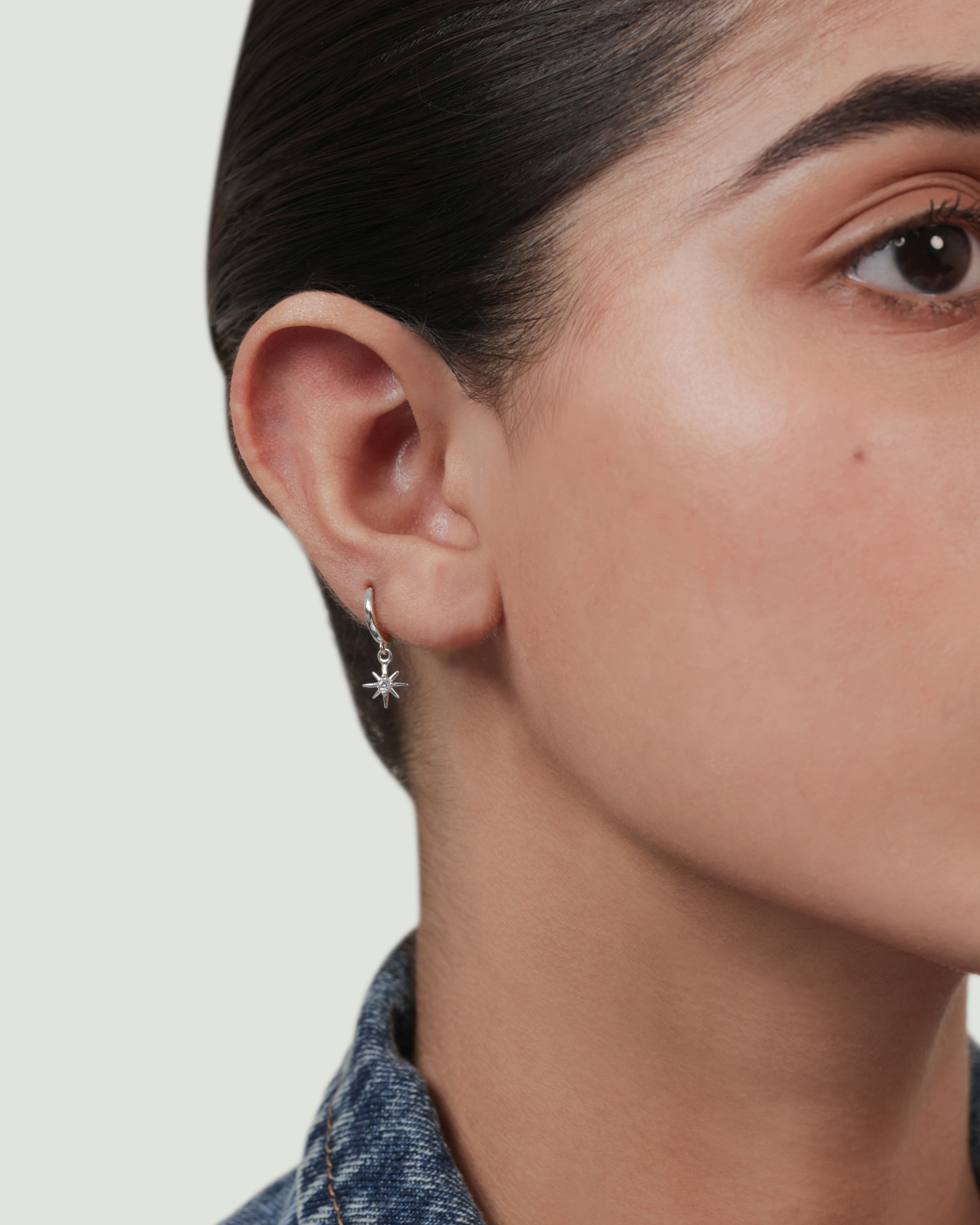 Mini Sunrays Charm Hoop Earrings