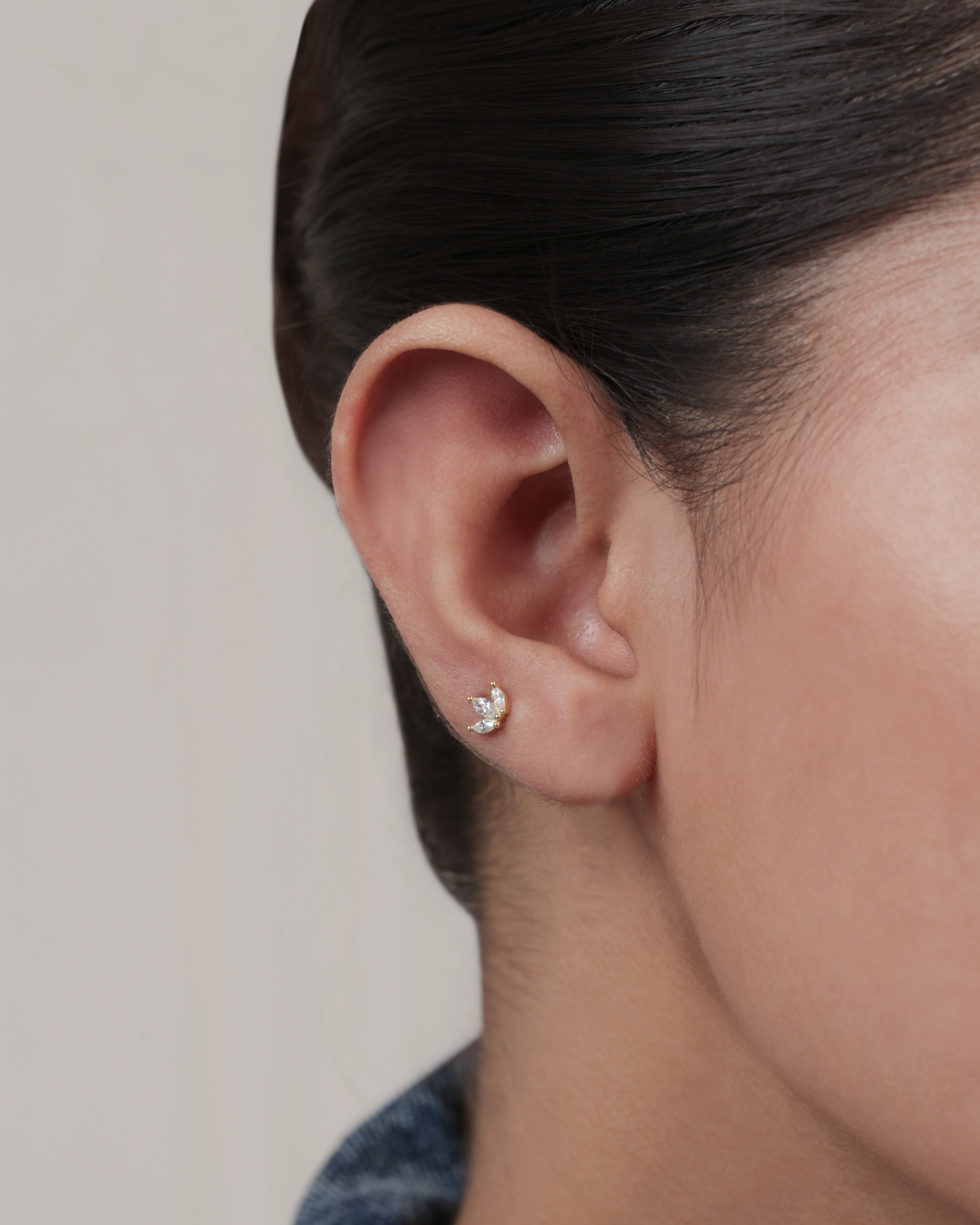 Lotus Flat Back Screw Stud Earrings