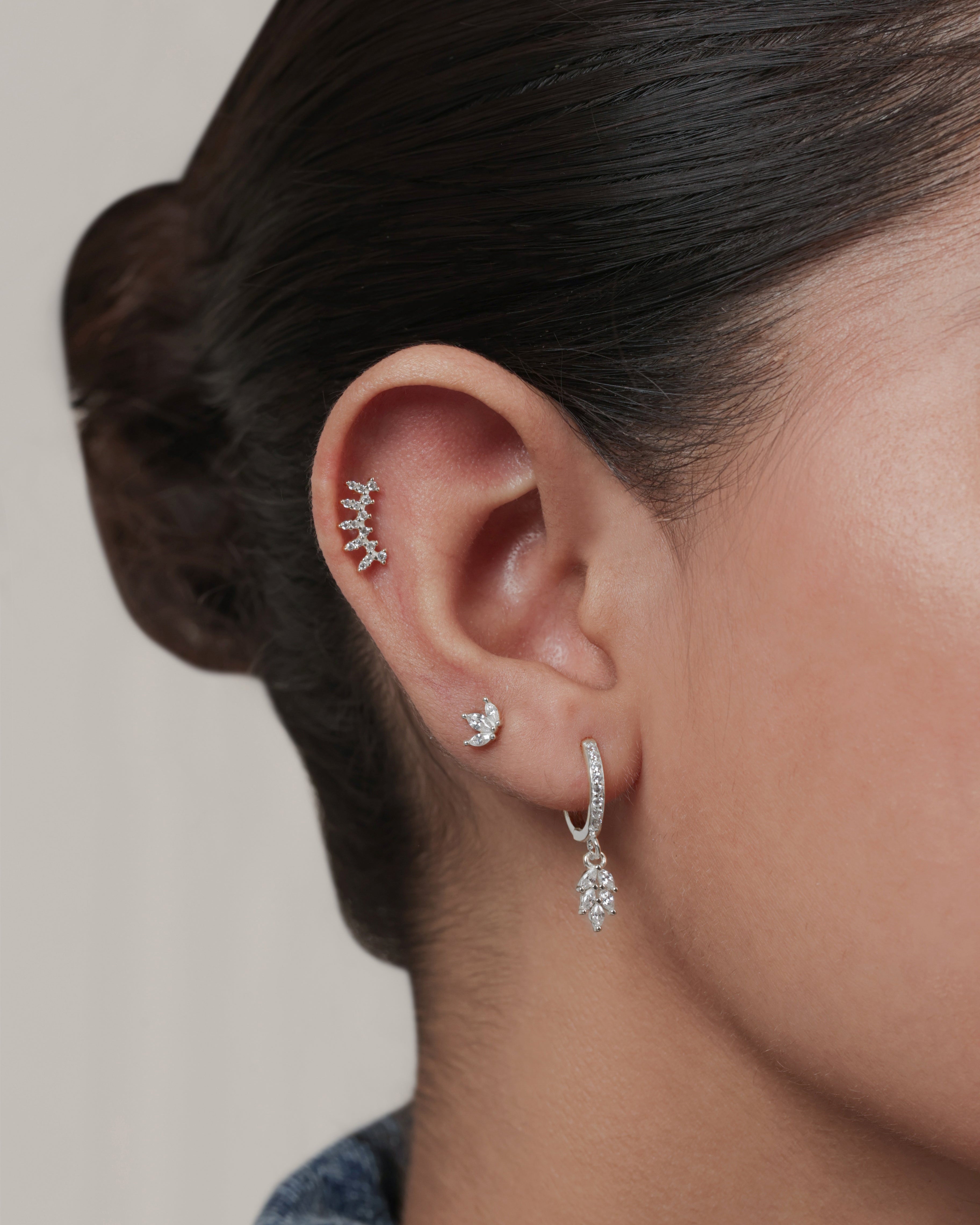 Crown Arc Zircon Stud Flat Back Stud Earrings