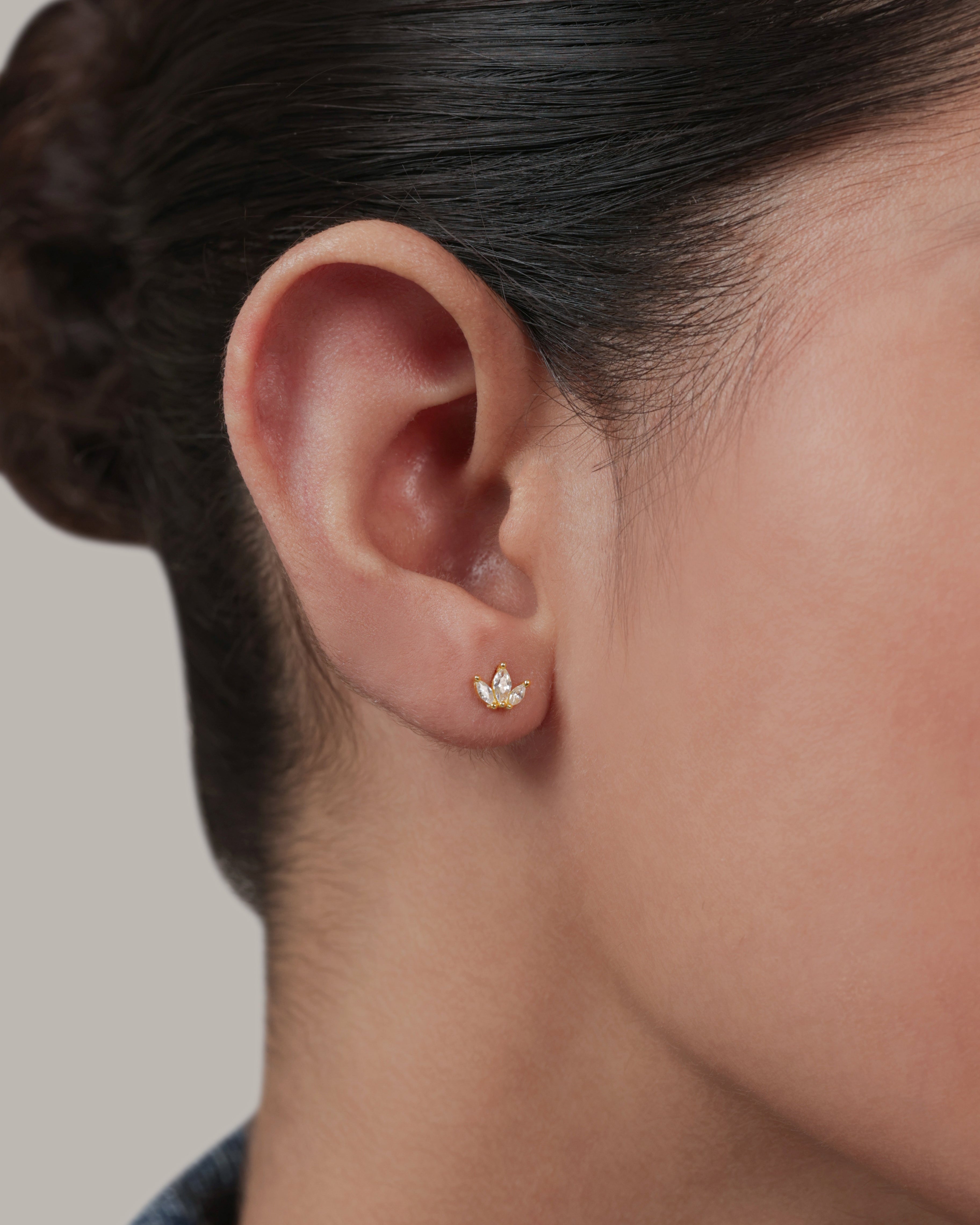 Lotus Flat Back Screw Stud Earrings