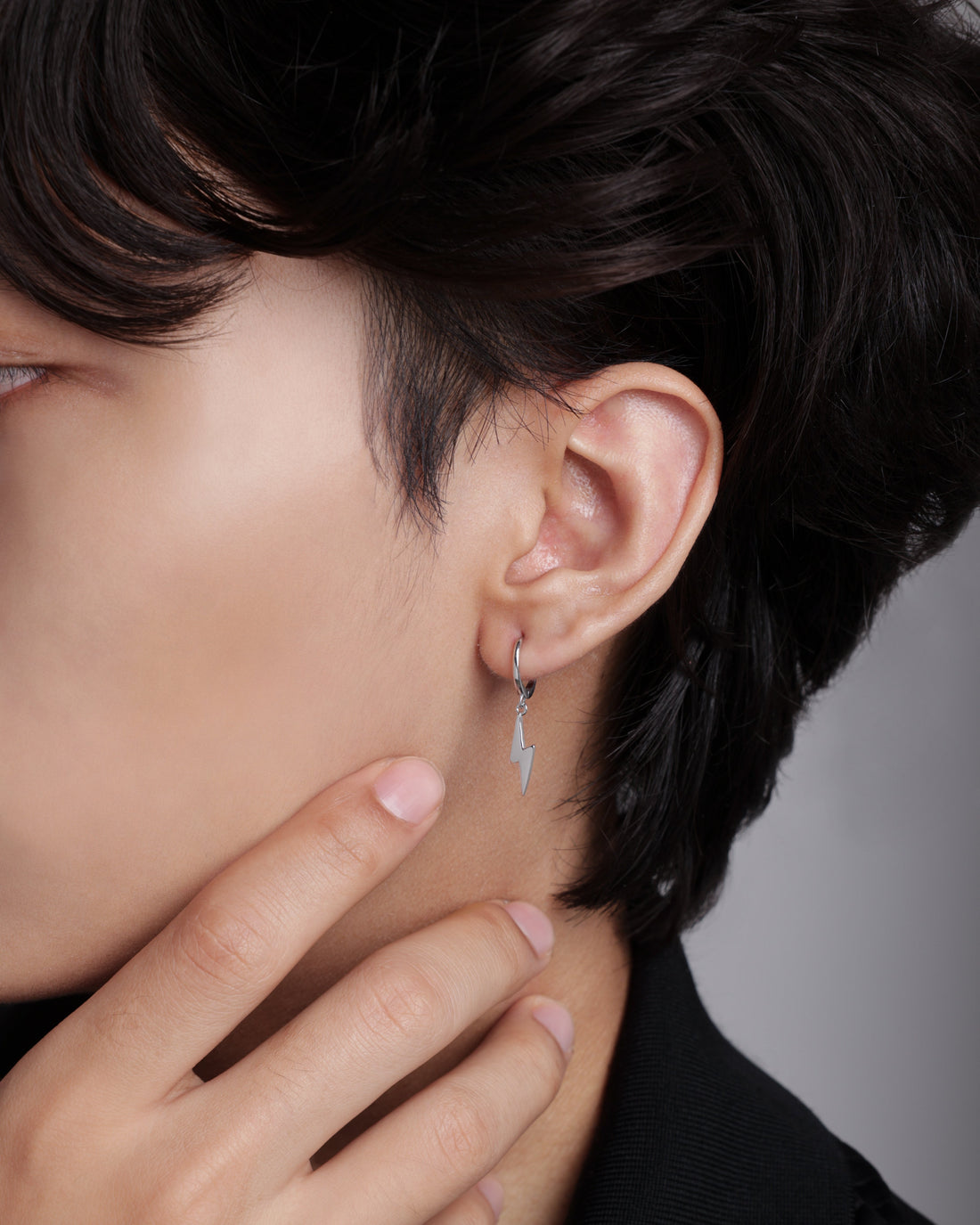 Dainty Thunder Charm Hoop Men's Earrings