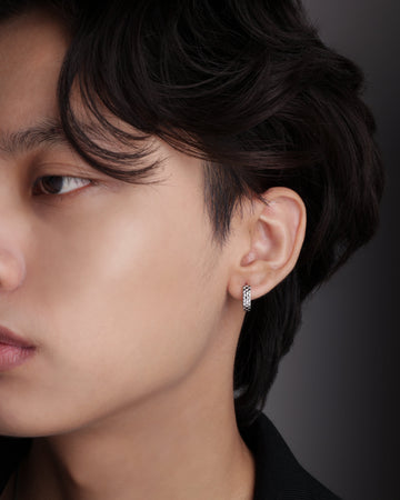 Silver Chunky Hoop Men's Earrings