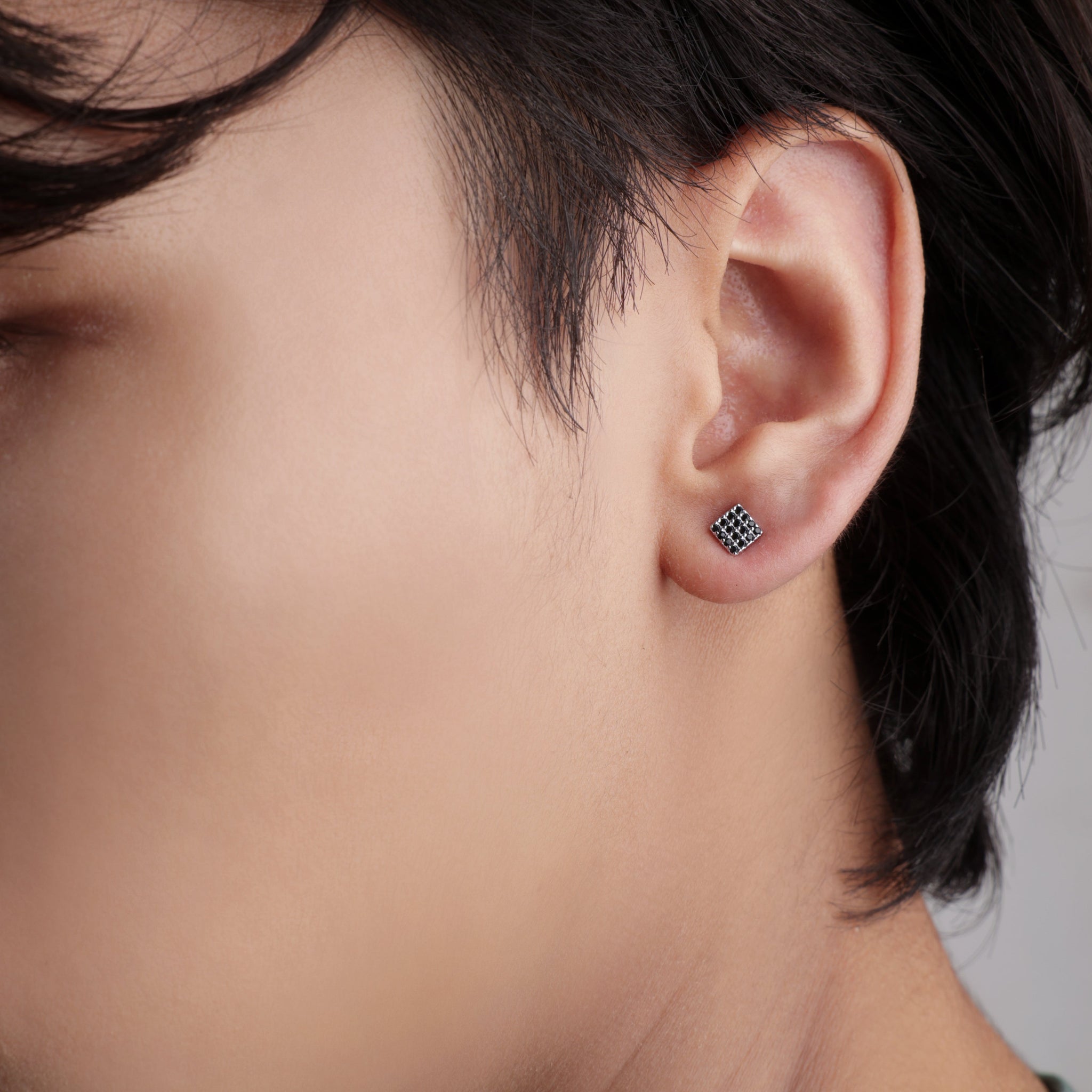 B&W - Luminous Stud Men's Earrings