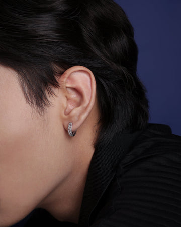 Silver Moonlit Hoop Men's Earrings