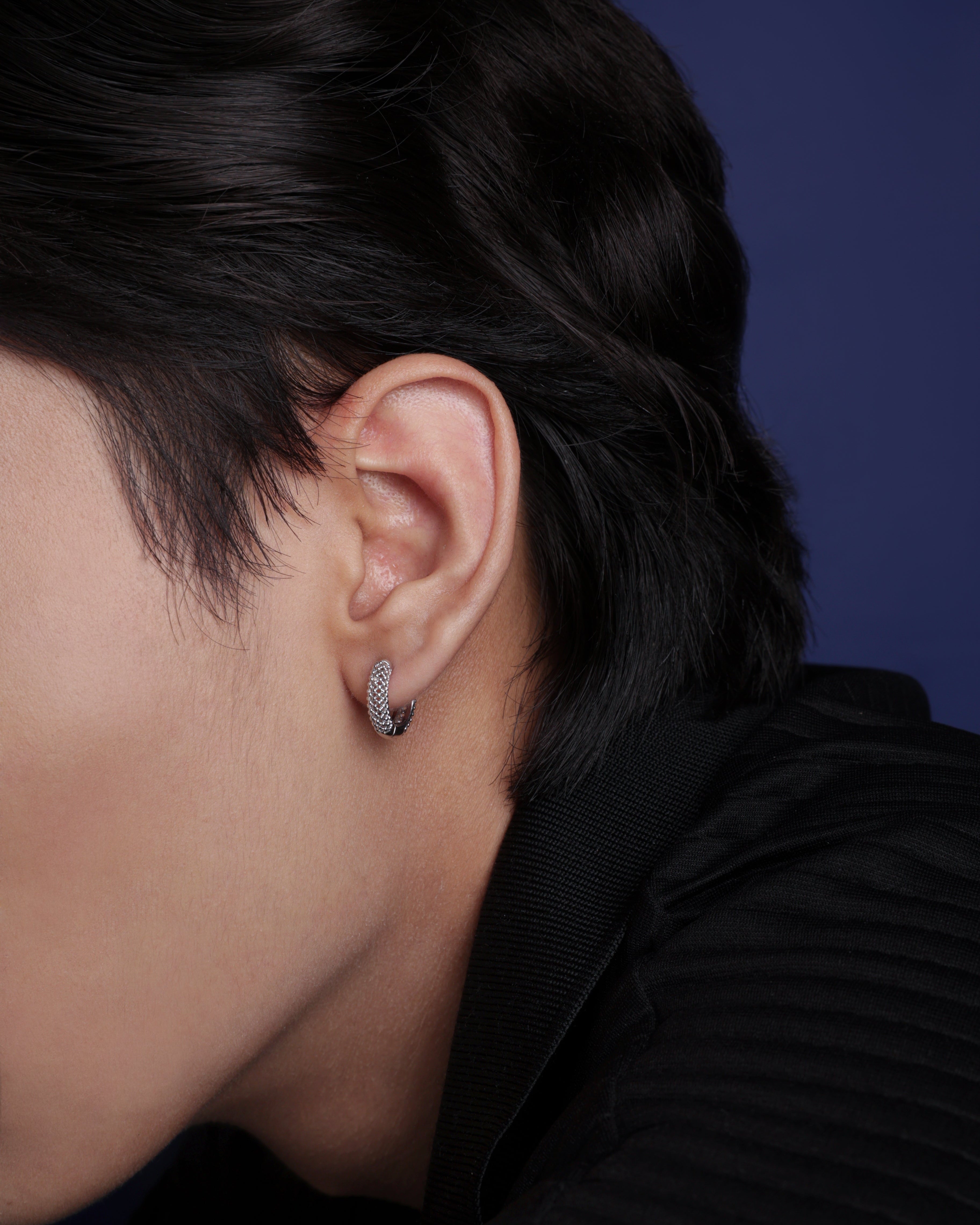 Silver Moonlit Hoop Men's Earrings