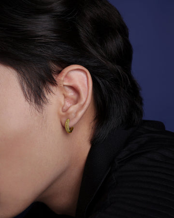 Silver Moonlit Hoop Men's Earrings