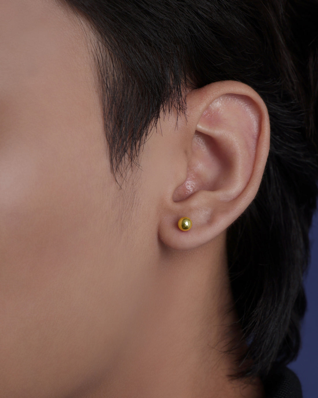 Silver Dot Stud Men's Earrings