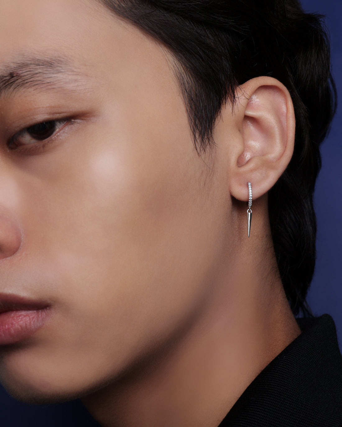 Silver Bar Hoop Men's Earrings