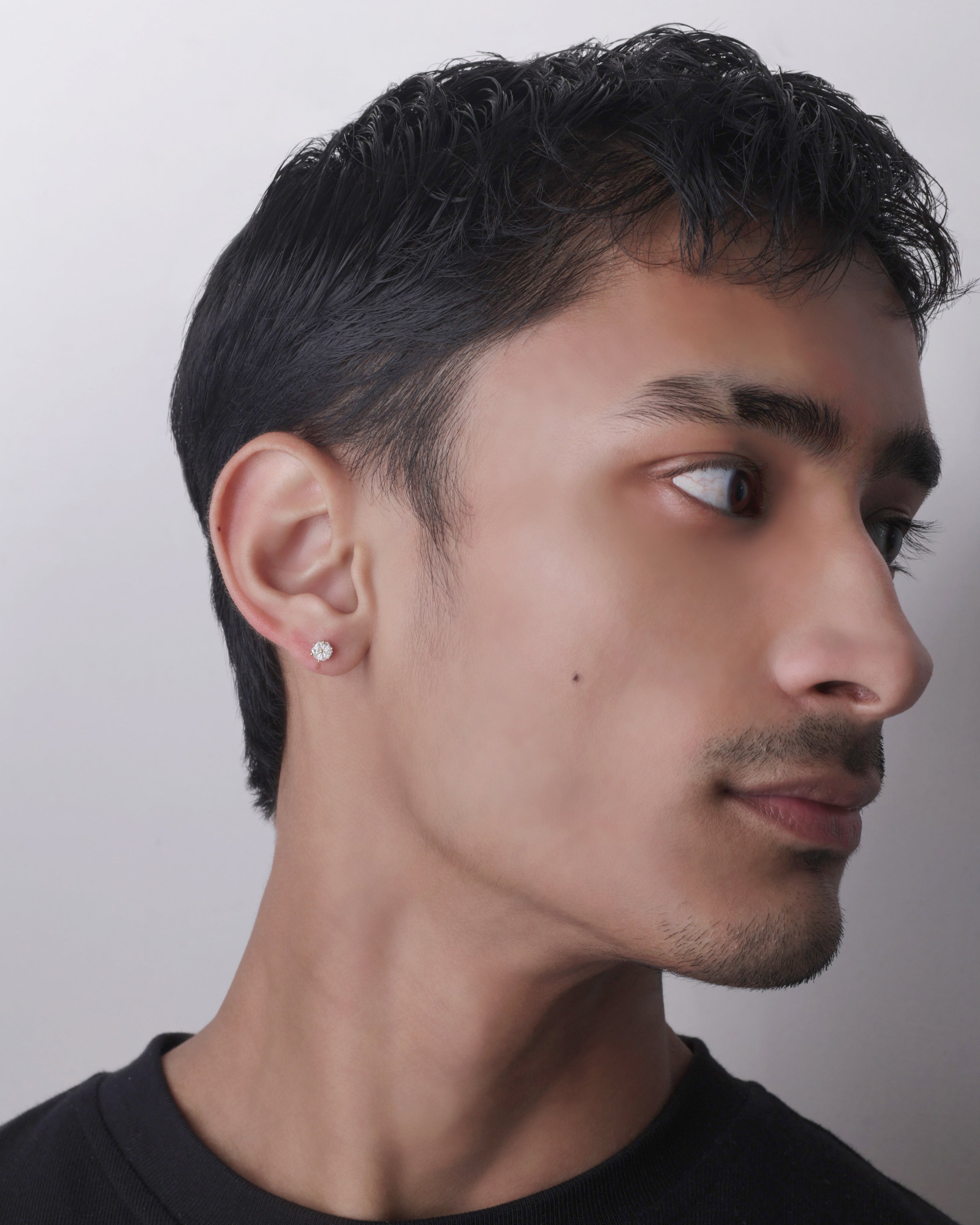 Stone Cluster Flatback Stud Men's Earrings