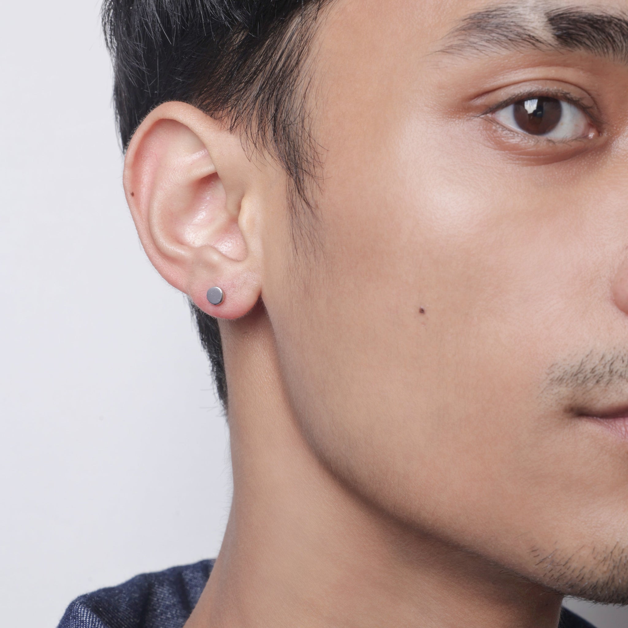 Minimal Disc Stud Men's Earrings