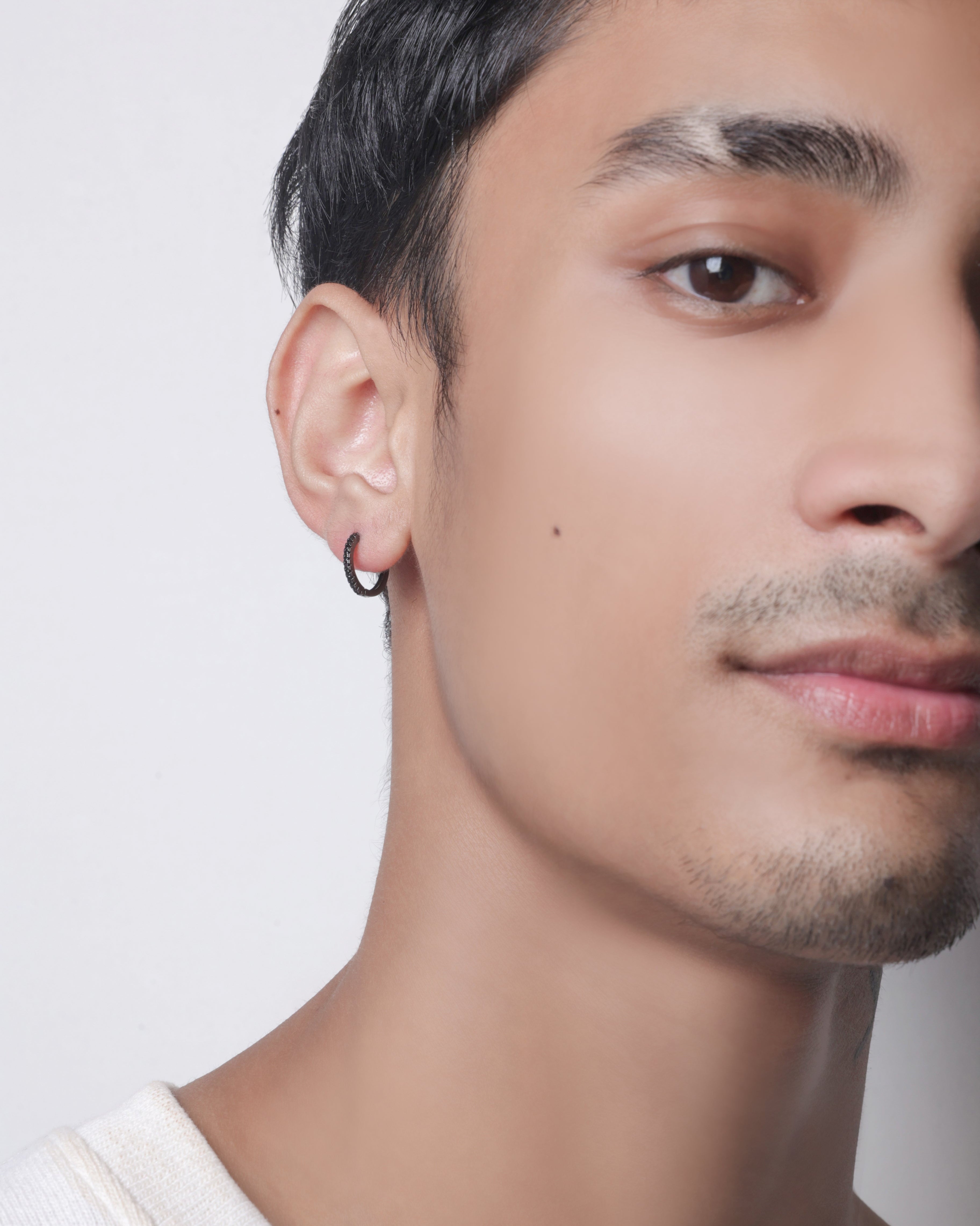 Statement Black Zircons Edition Hop Earrings For Men's