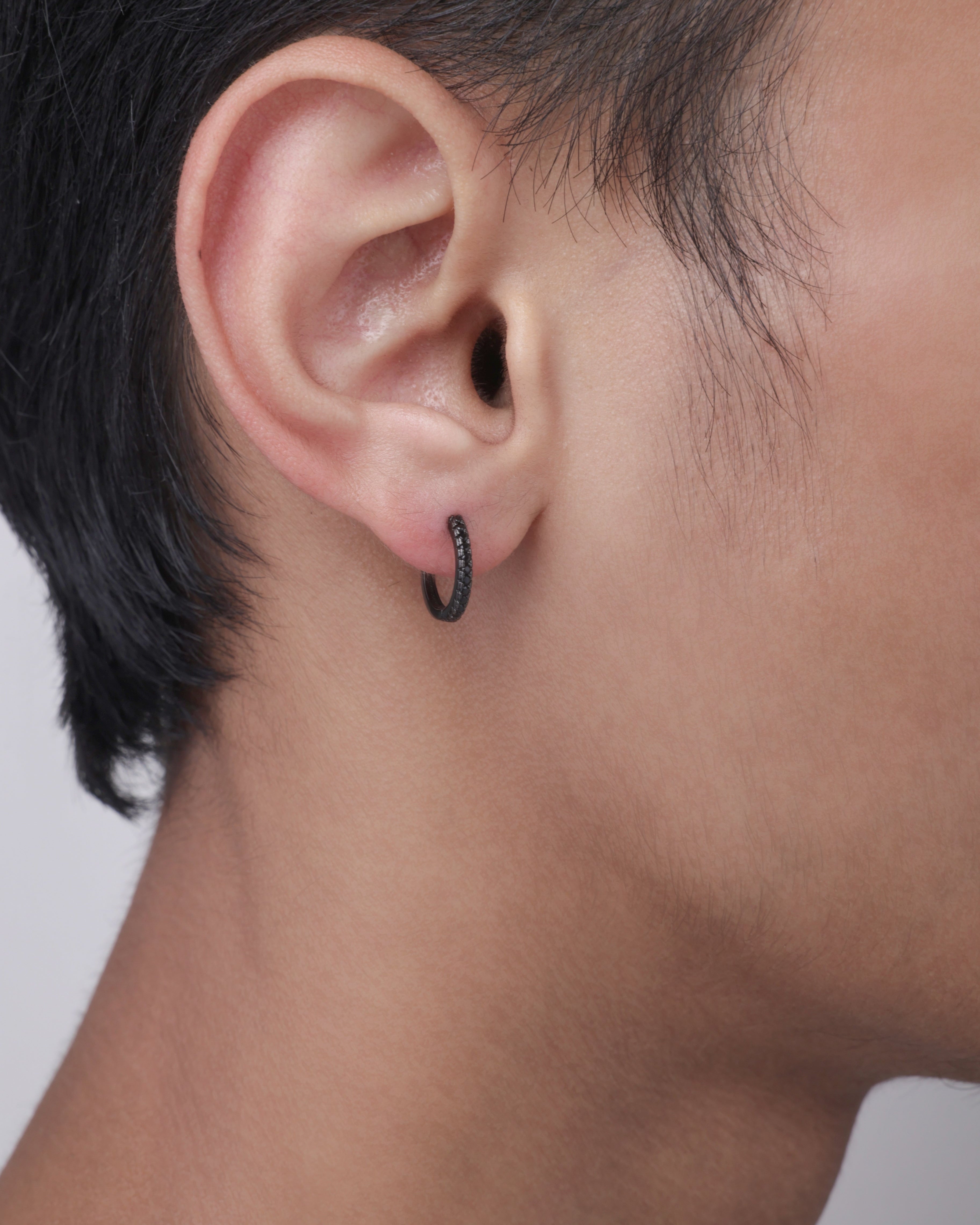 Statement Black Zircons Edition Hop Earrings For Men's