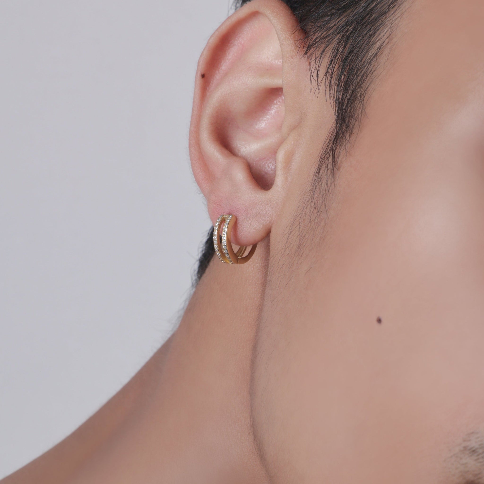 Twin Ring Hoop Statement Men's Earring