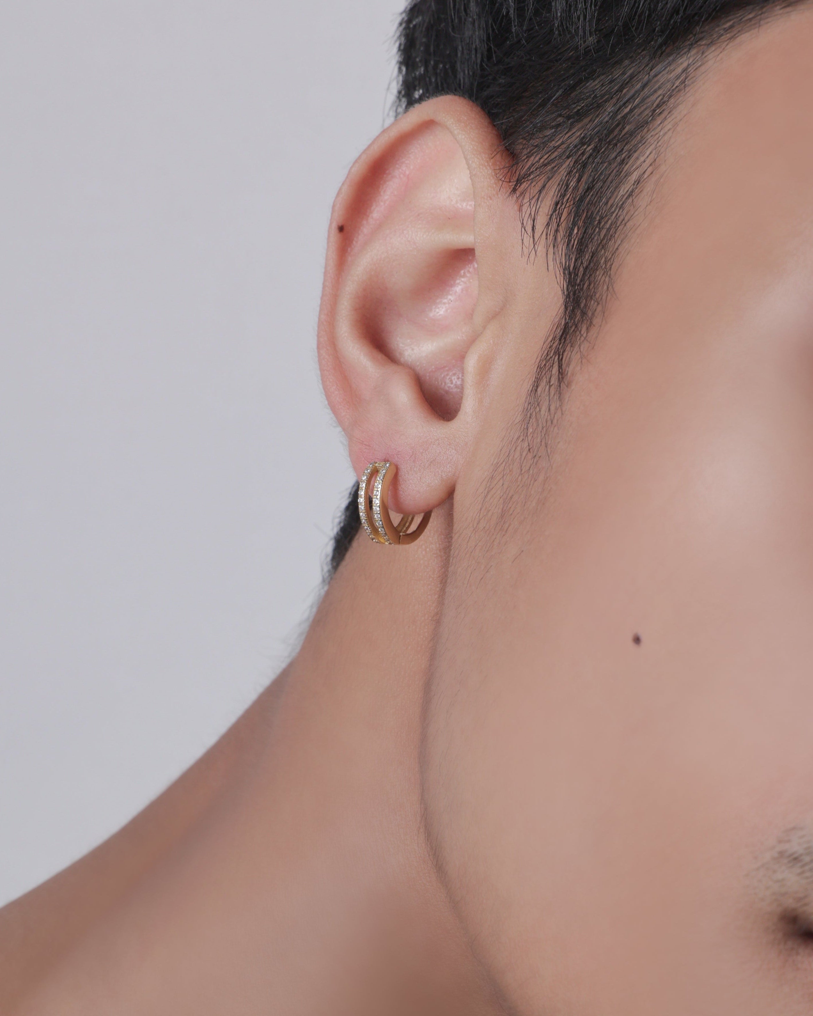 Twin Ring Hoop Statement Men's Earring