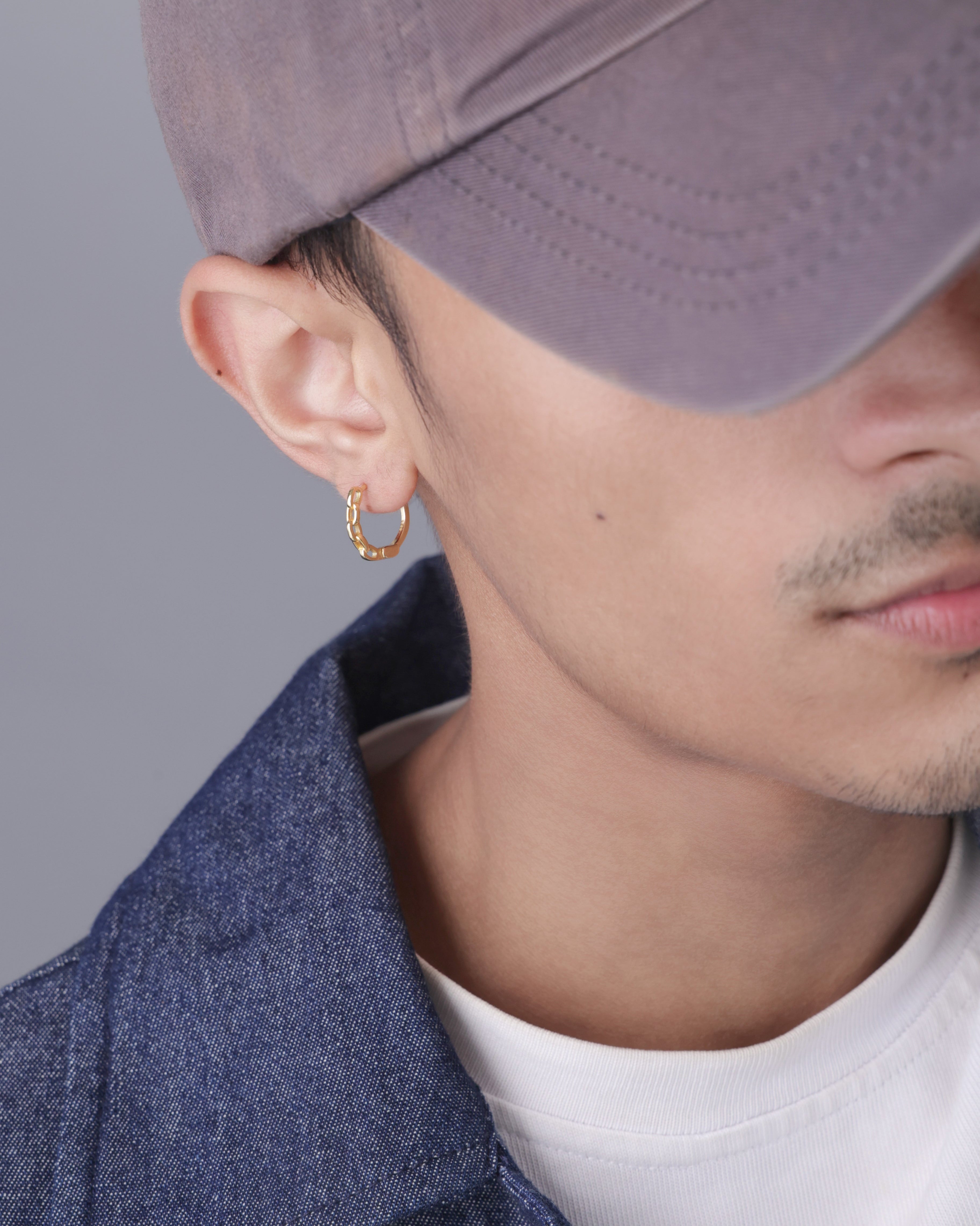 Chain Link Hoop Earring For Men ( 11MM )