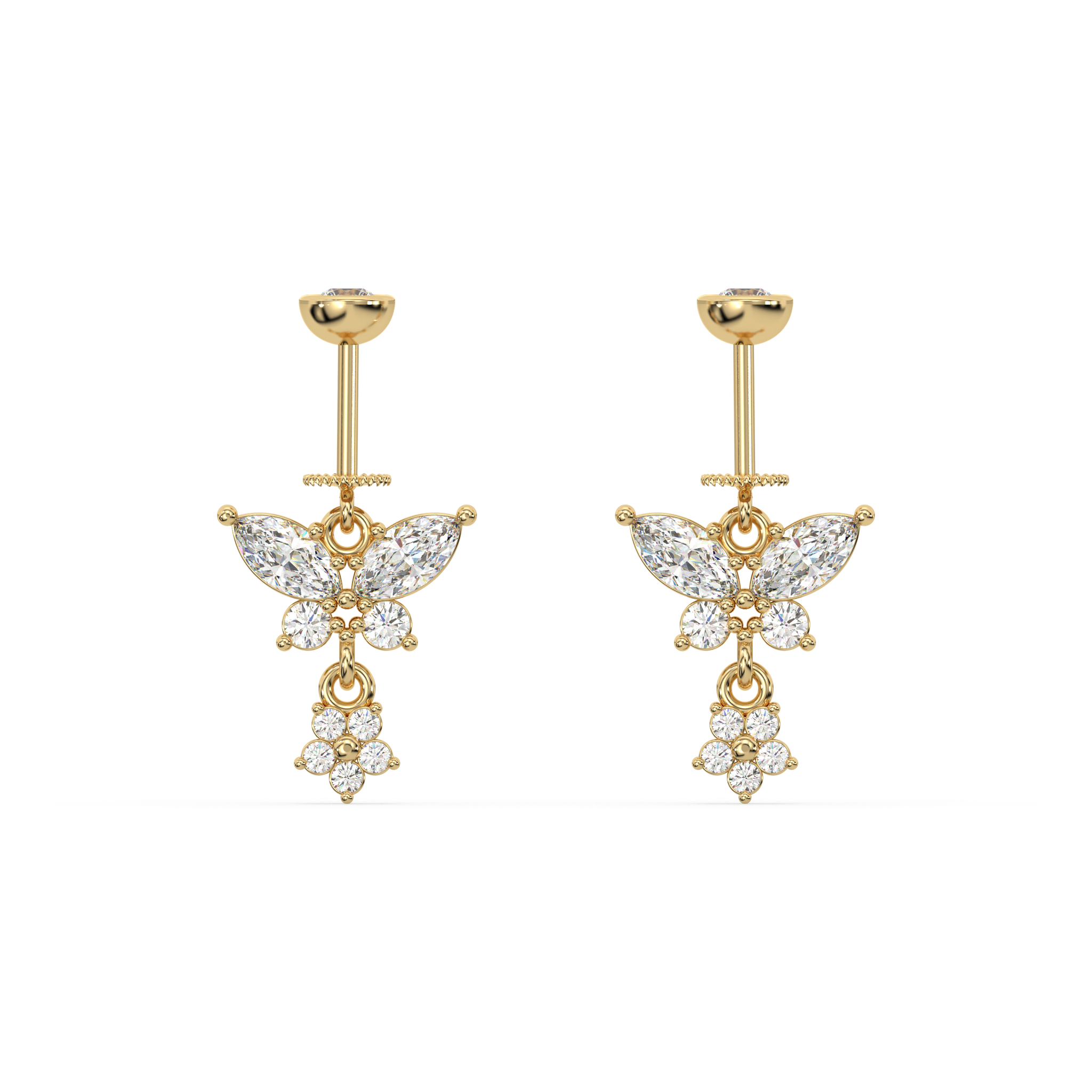 Butterfly Drop Helix Hanging Earrings