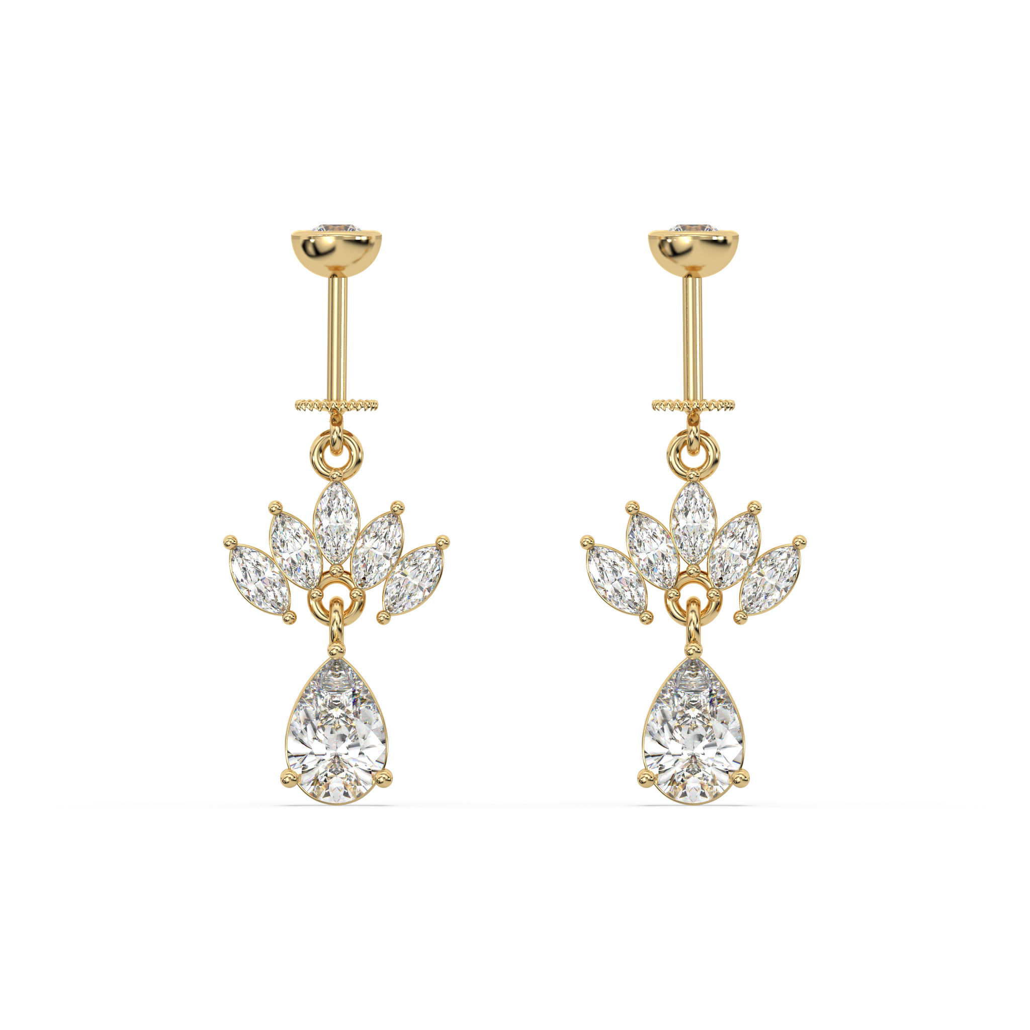 Marquise Crown Drop Helix Hanging Earrings