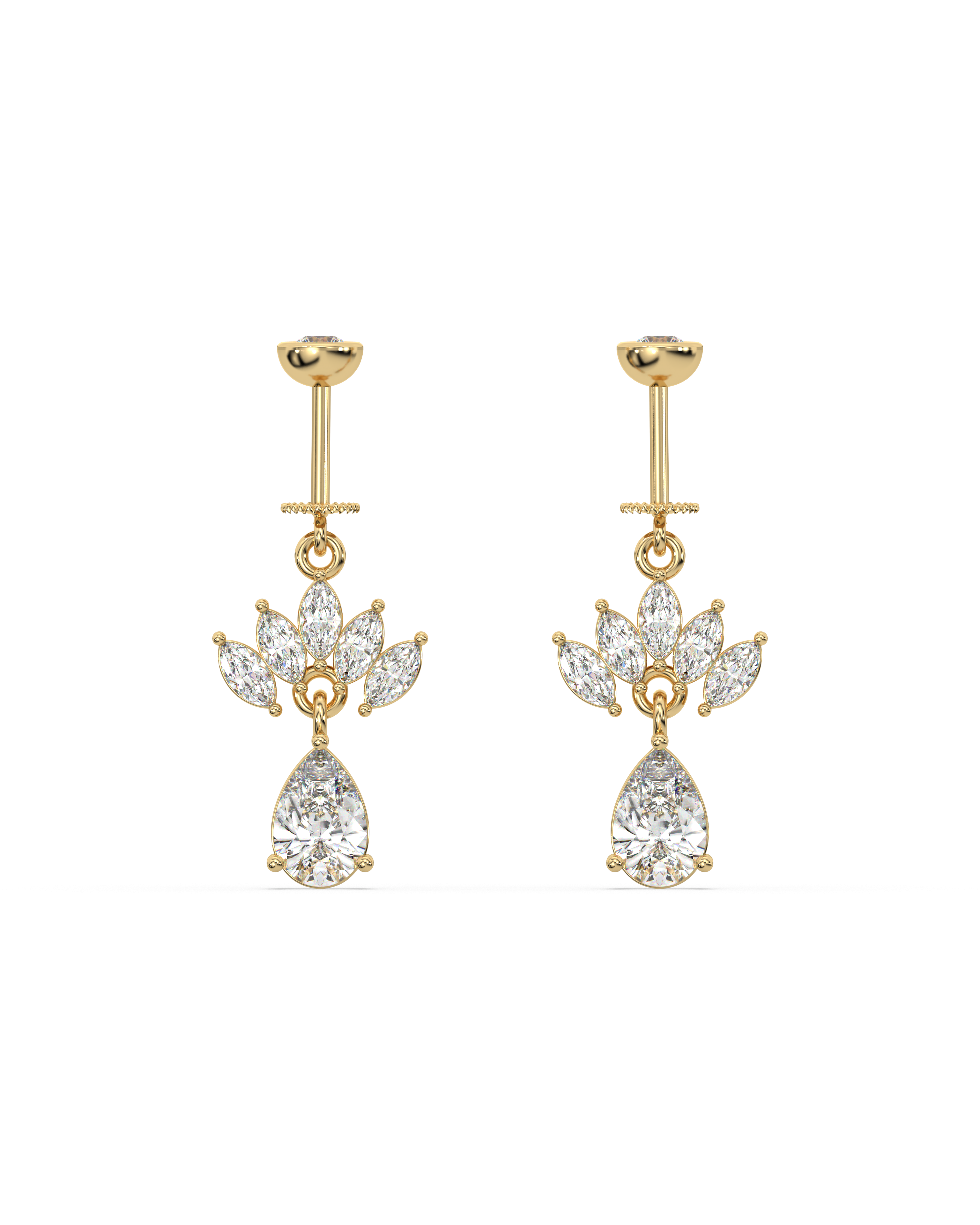 Marquise Crown Drop Helix Hanging Earrings