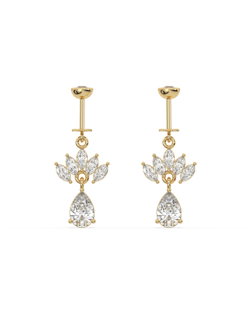 Marquise Crown Drop Helix Hanging Earrings