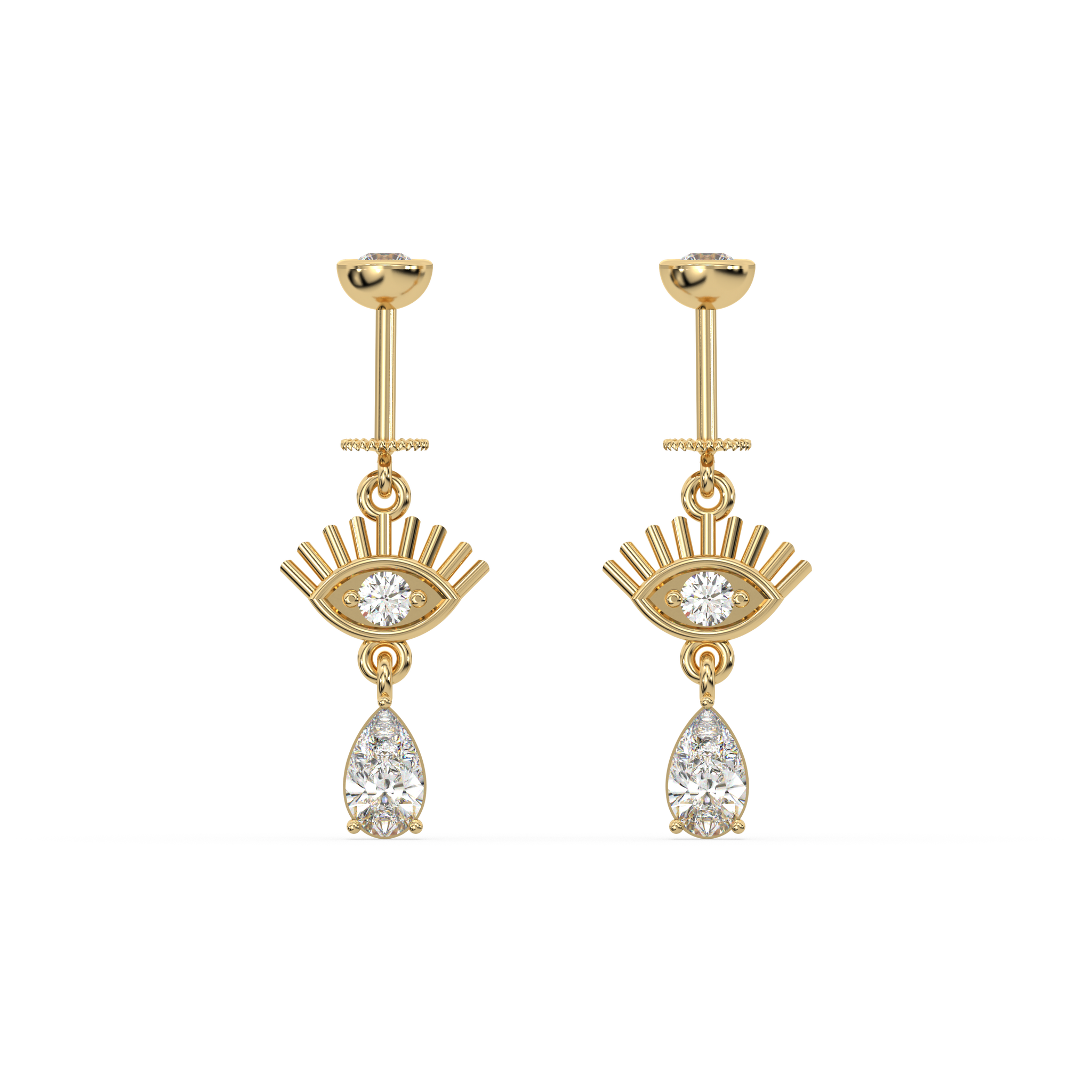 Eye With Droplet Helix Hanging Earrings