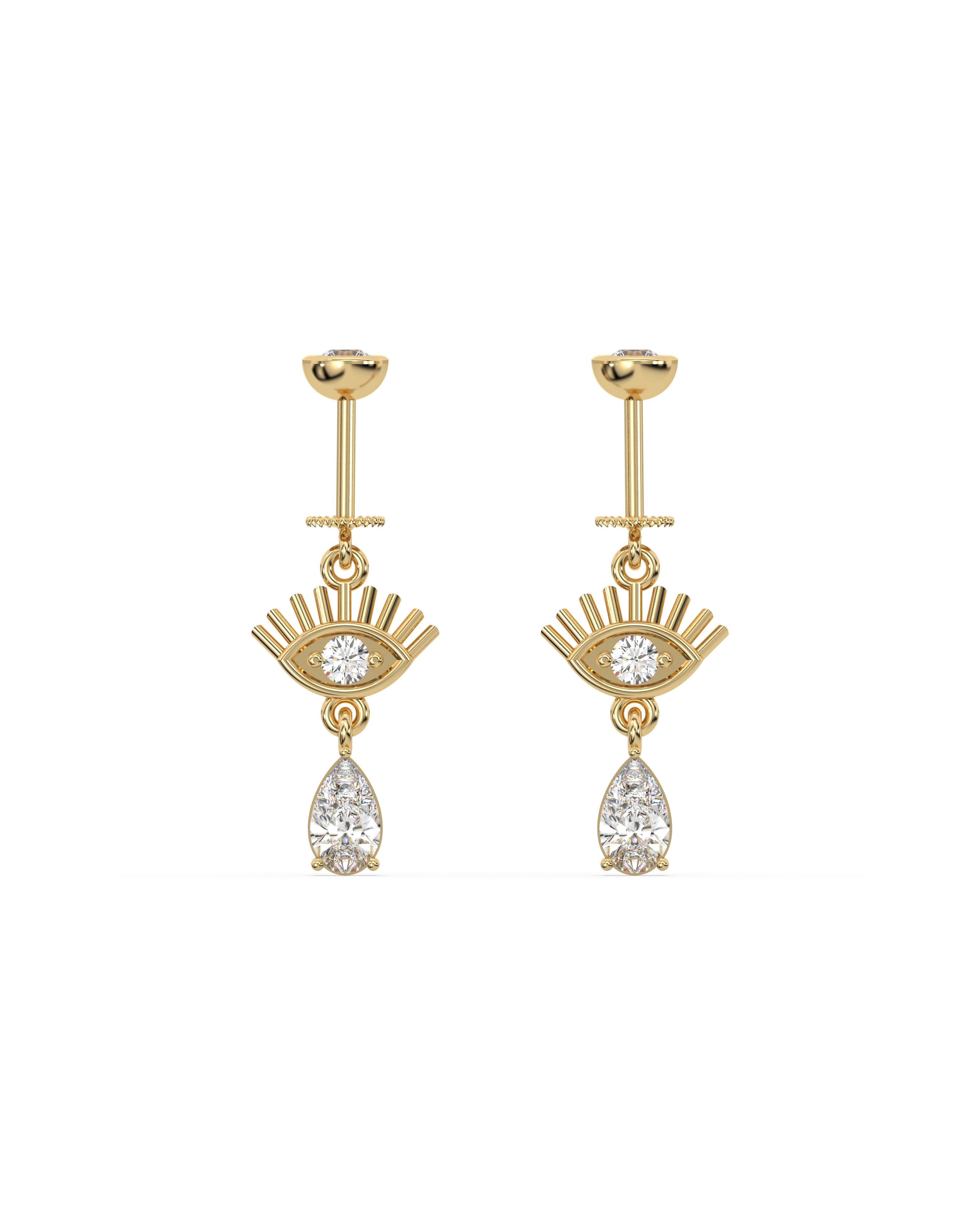 Eye With Droplet Helix Hanging Earrings