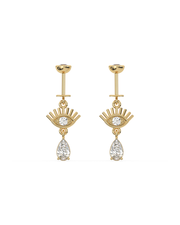 Eye With Droplet Helix Hanging Earrings