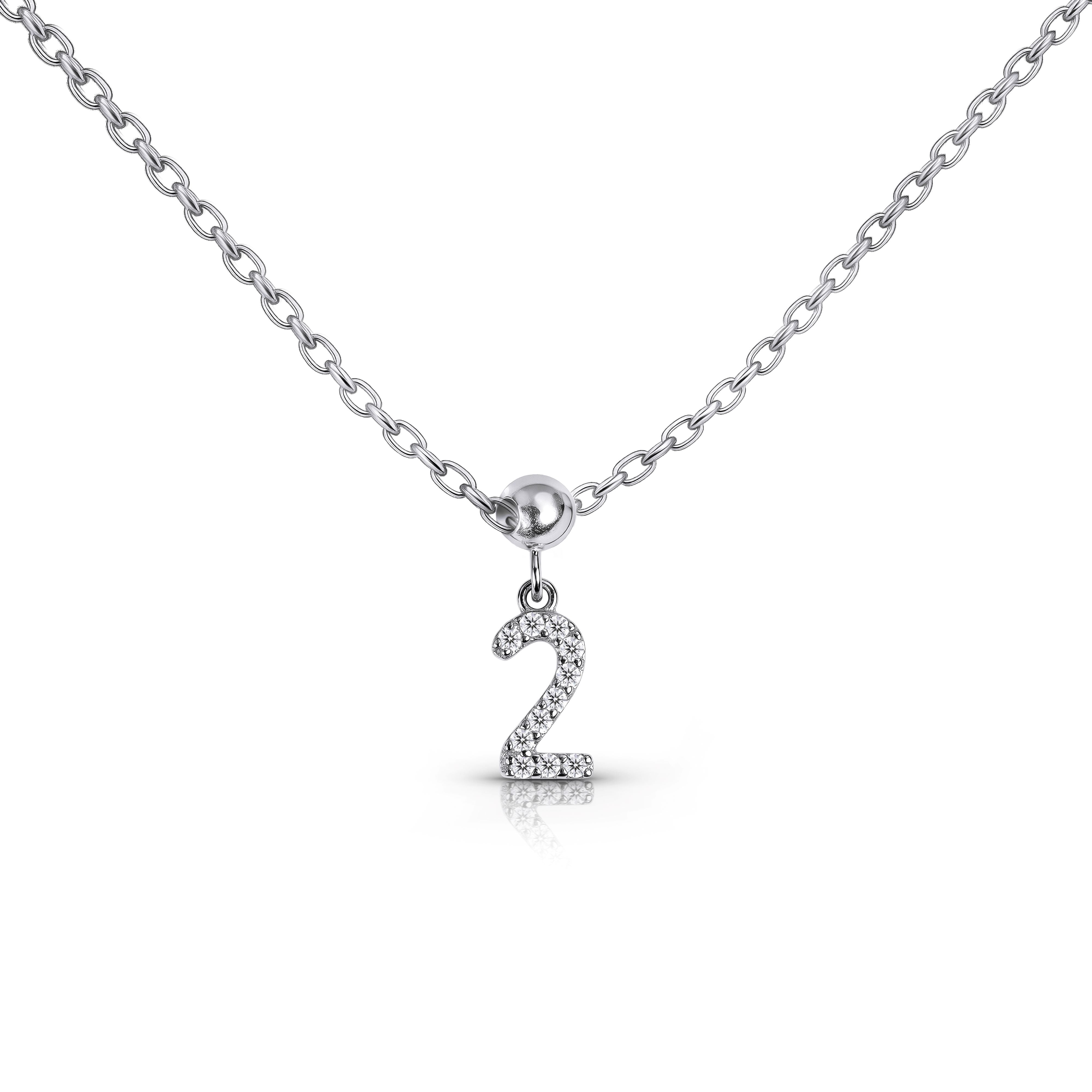 Numbers "2" Bead Charm Necklace