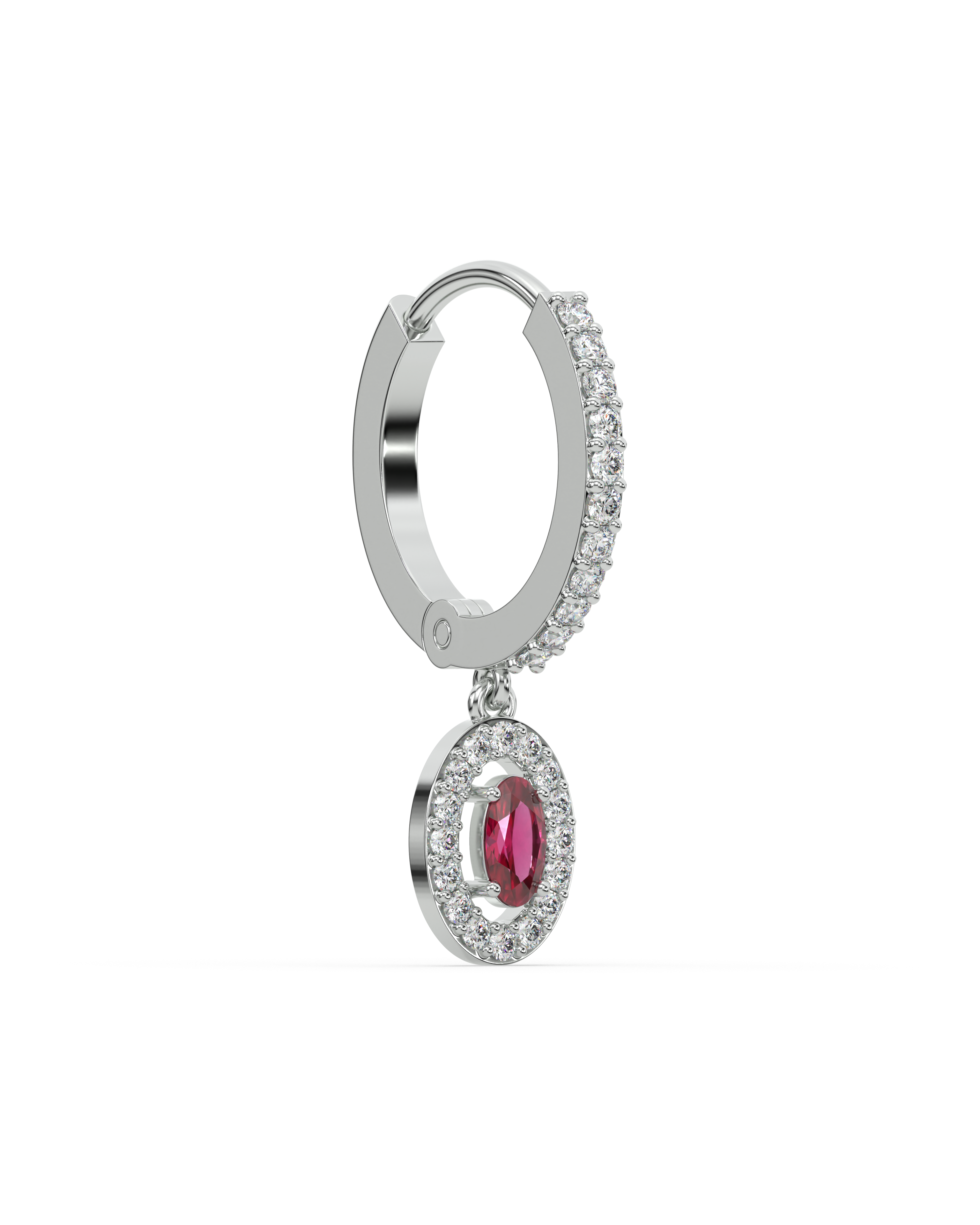 Sphere Ruby Charm Hoop Earrings