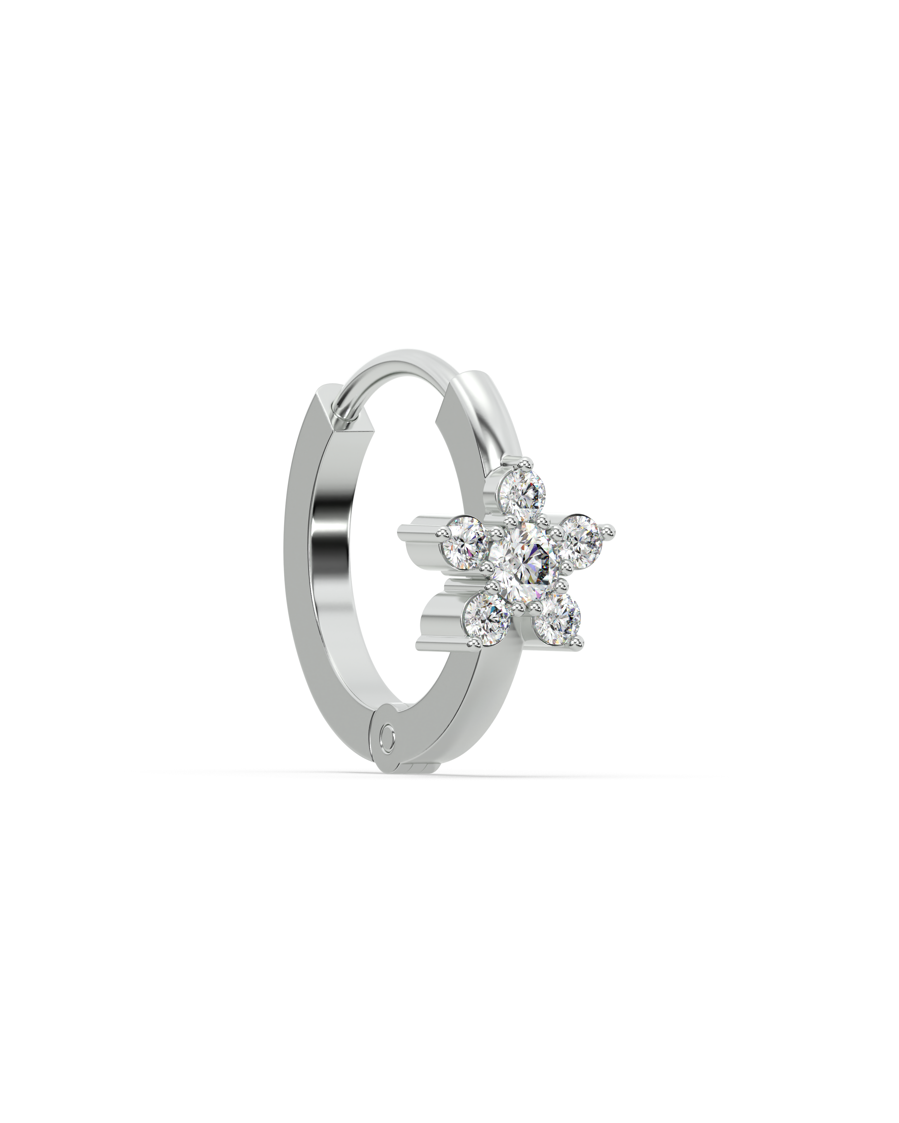 Floral Silver Hoops Earrings