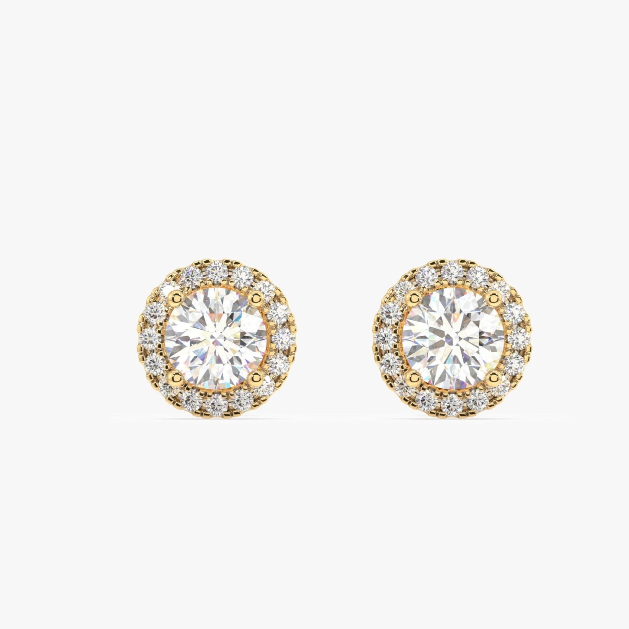 Round Solitaire With Zircon Lining Mid Size Stud Earrings