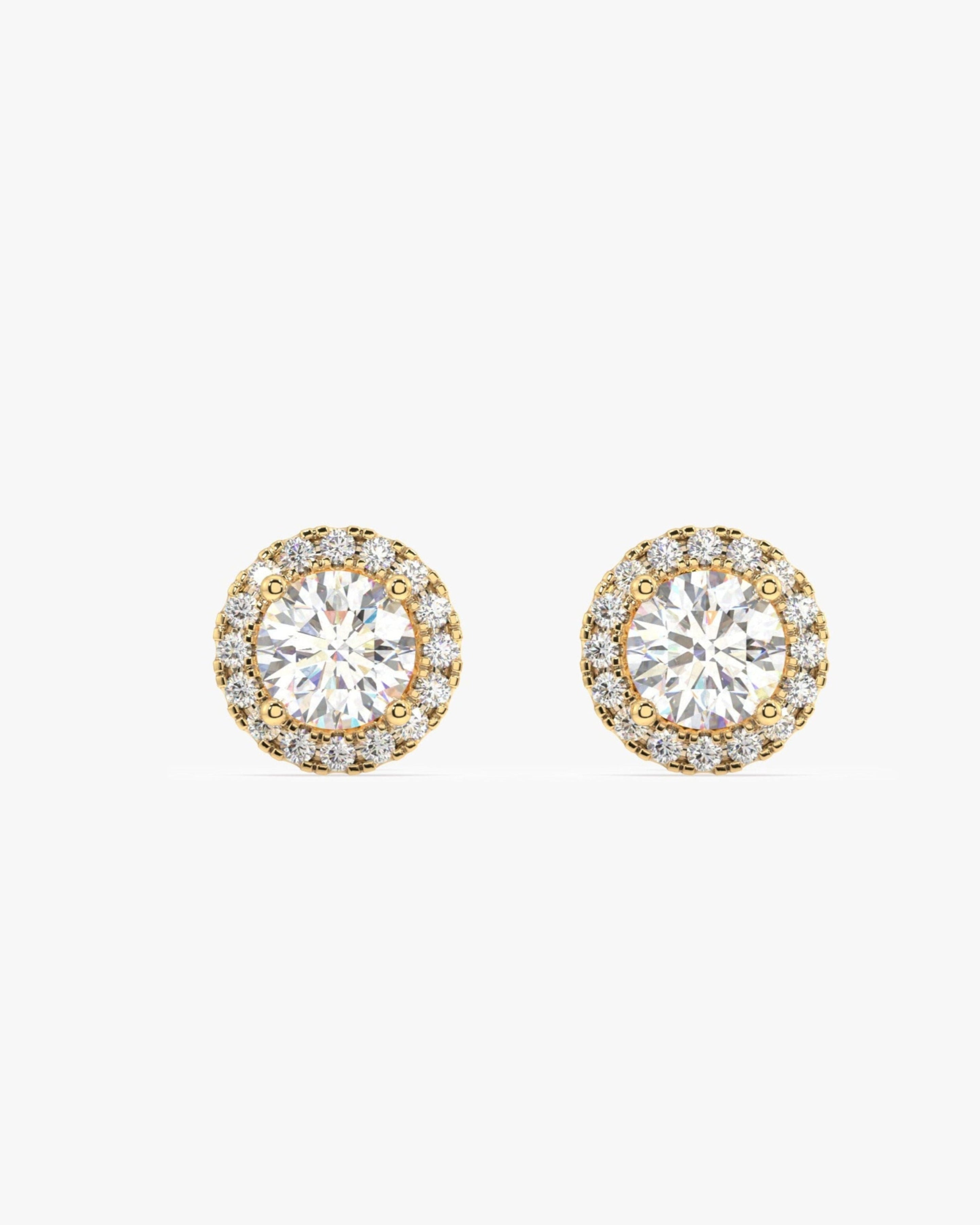 Round Solitaire With Zircon Lining Mid Size Stud Earrings