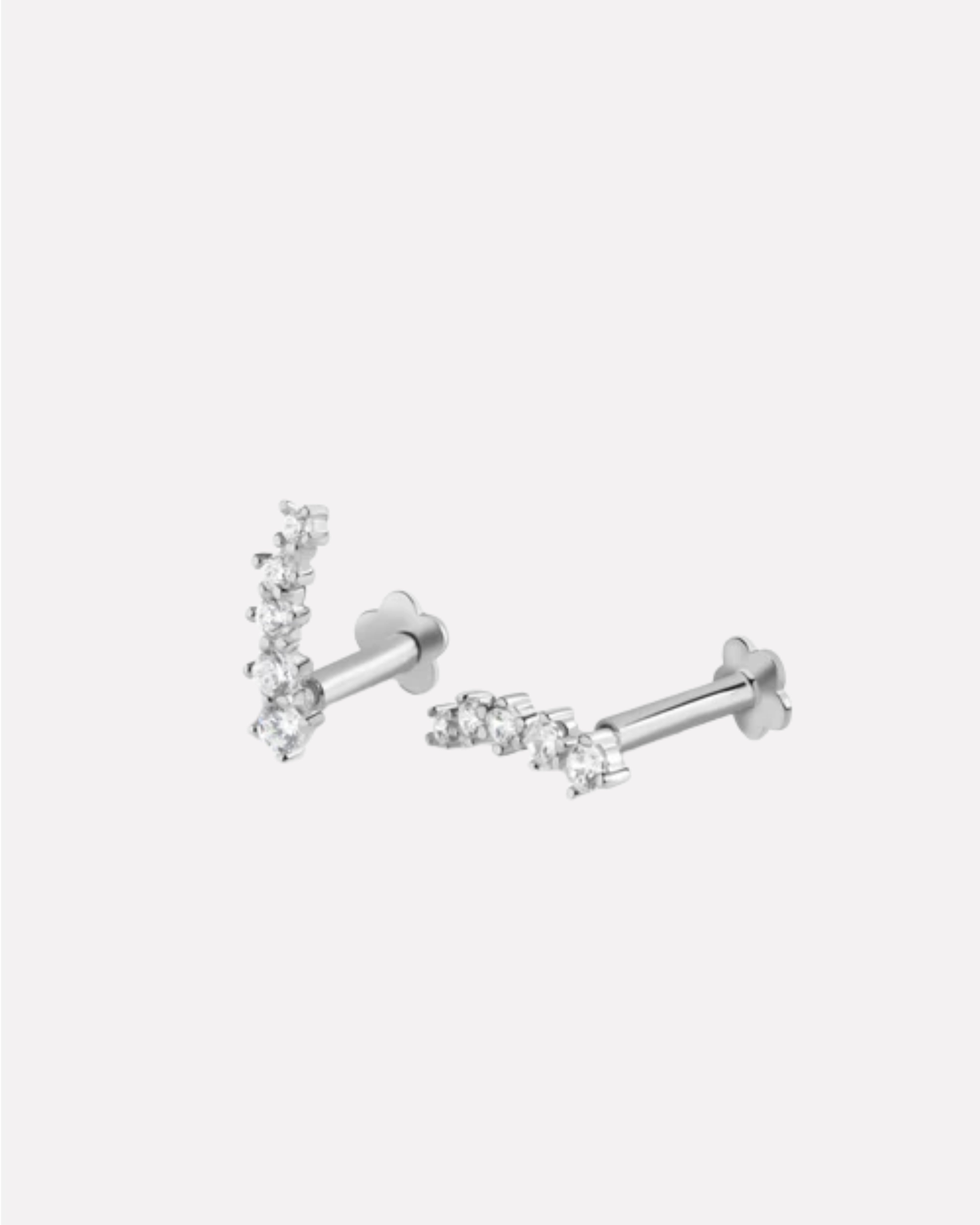 Multi Stone Climber Flat Back South Screw Stud Earrings