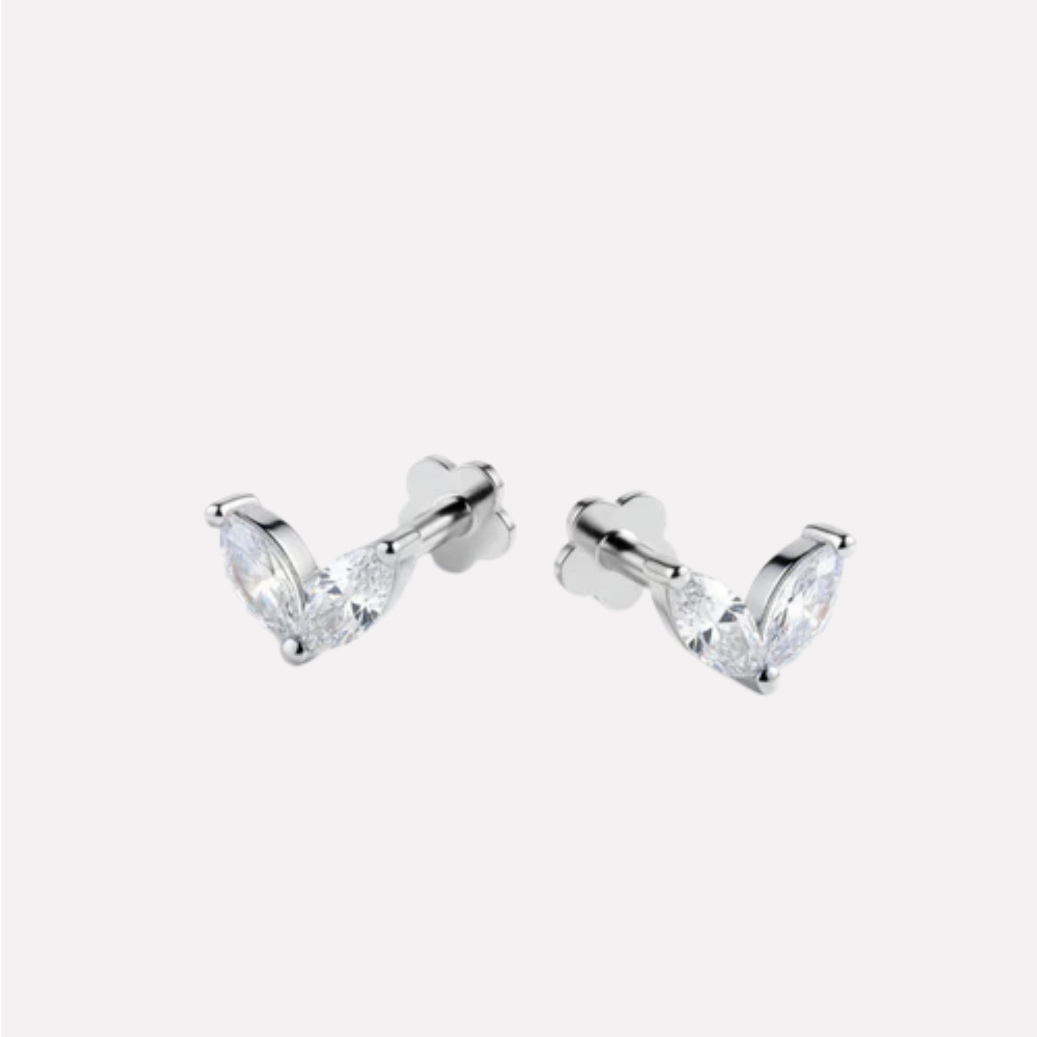 Twin Petals Flat Back Screw Stud Earrings