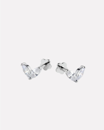 Twin Petals Flat Back Screw Stud Earrings
