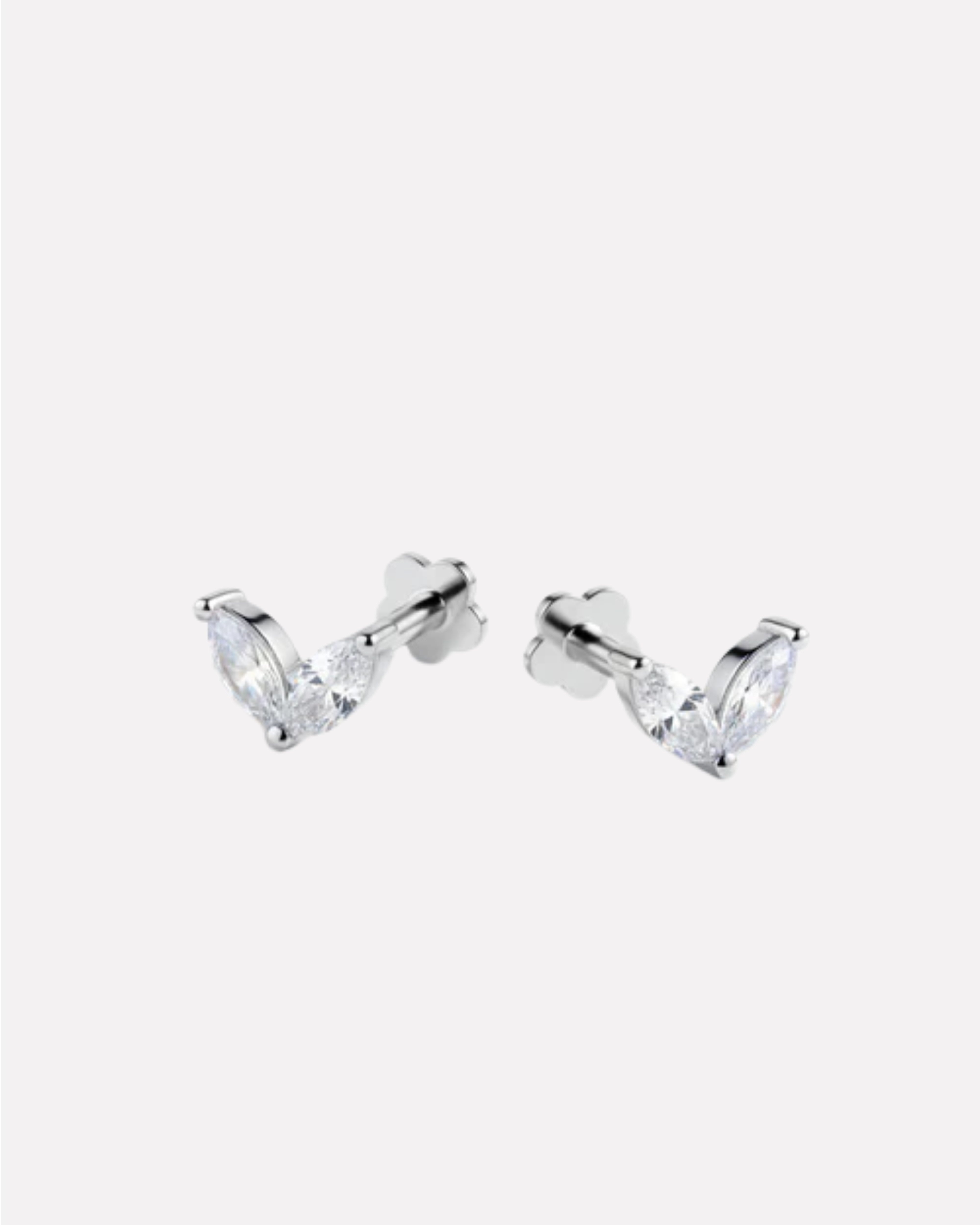 Twin Petals Flat Back Screw Stud Earrings