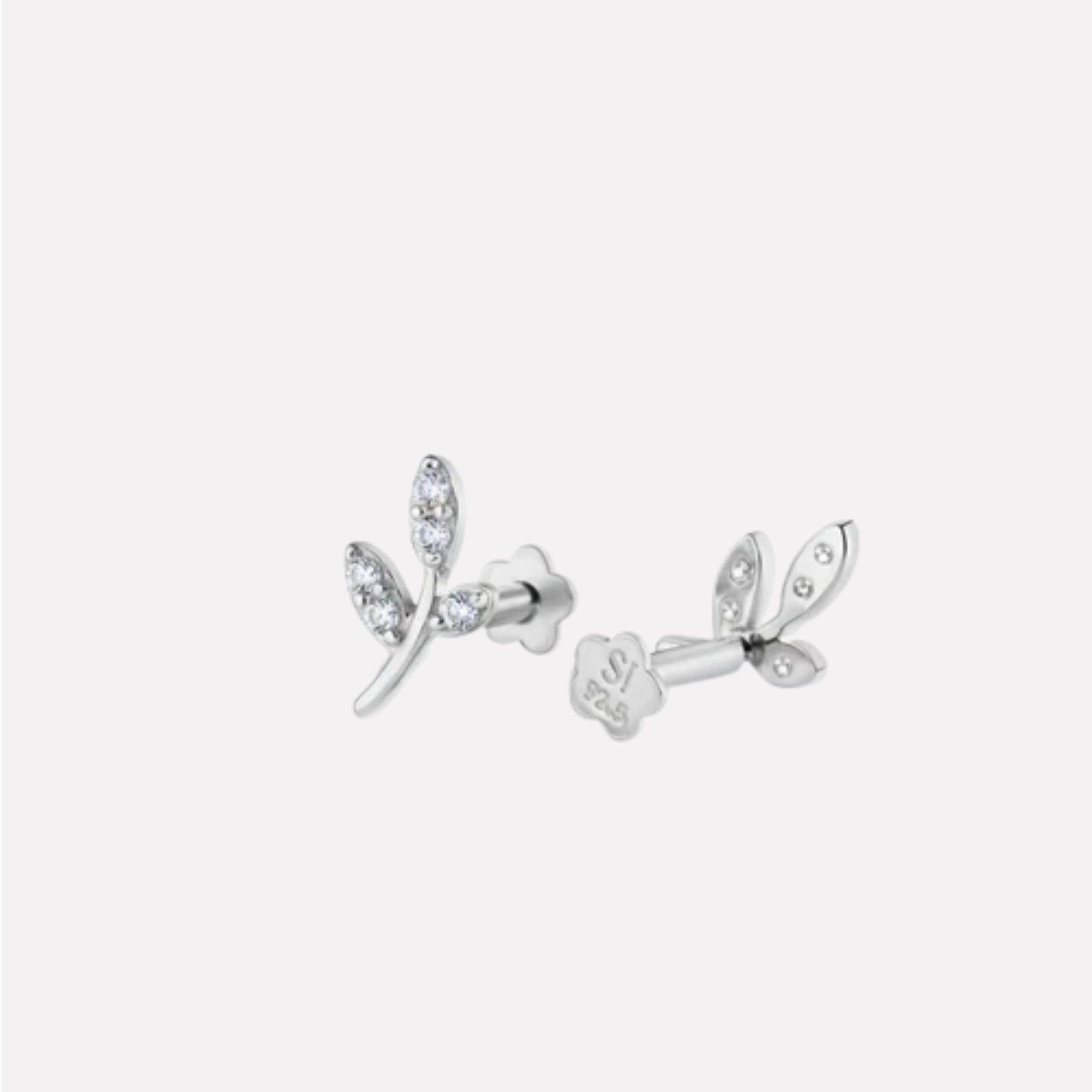 Curvy Leaf Flat Back Screw Stud Earrings