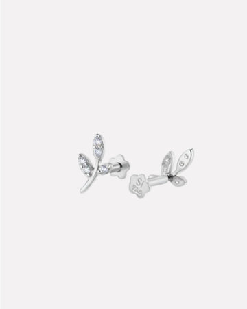 Curvy Leaf Flat Back Screw Stud Earrings