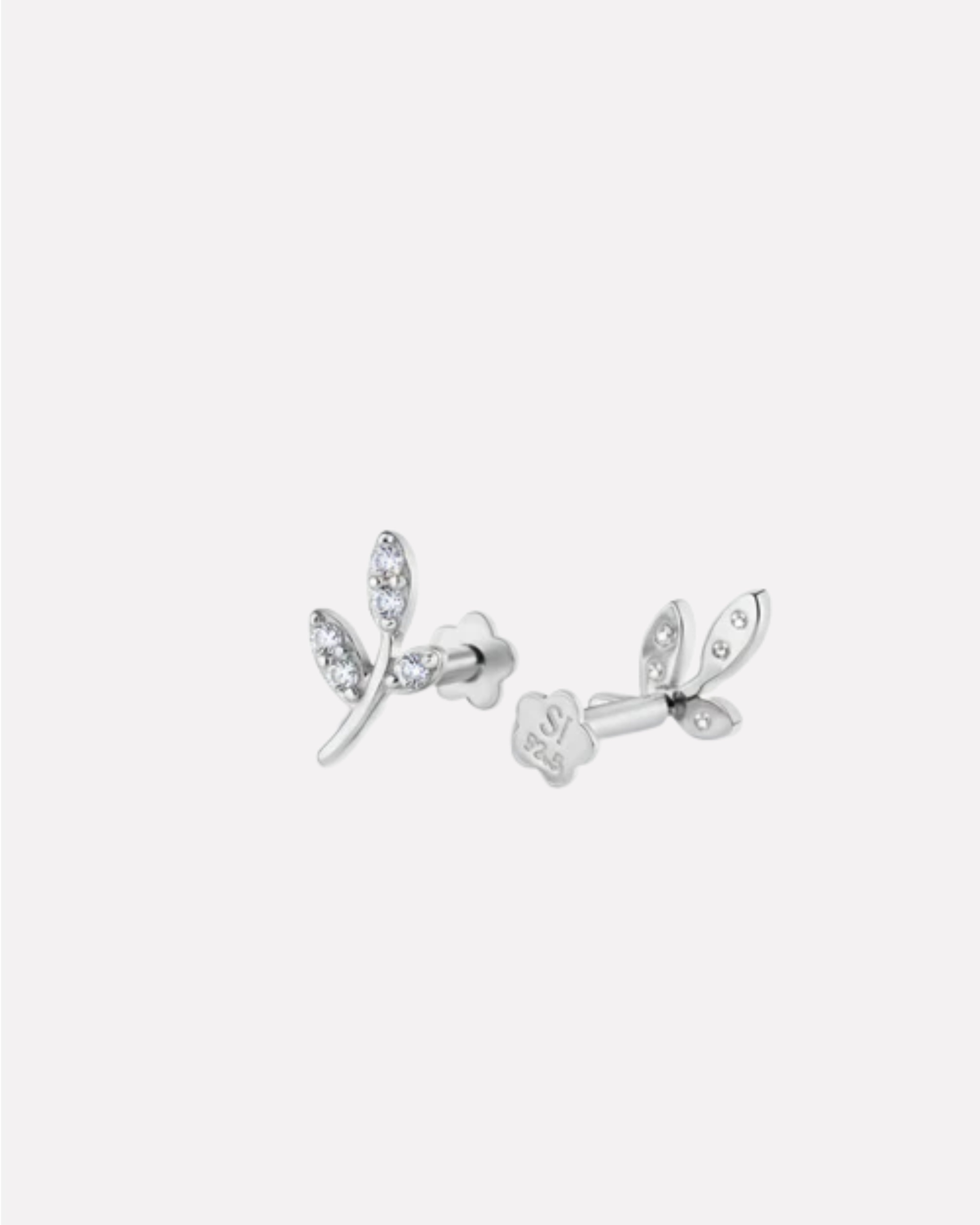 Curvy Leaf Flat Back Screw Stud Earrings