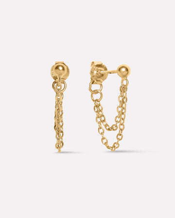 Plain Round Drop Chain Connector Earrings