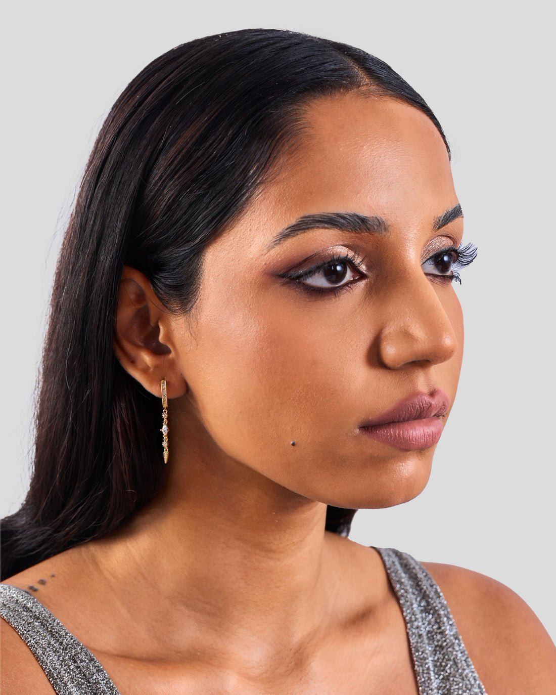 Pave Threader Charm Hoops