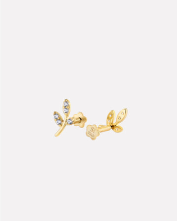 Curvy Leaf Flat Back Screw Stud Earrings