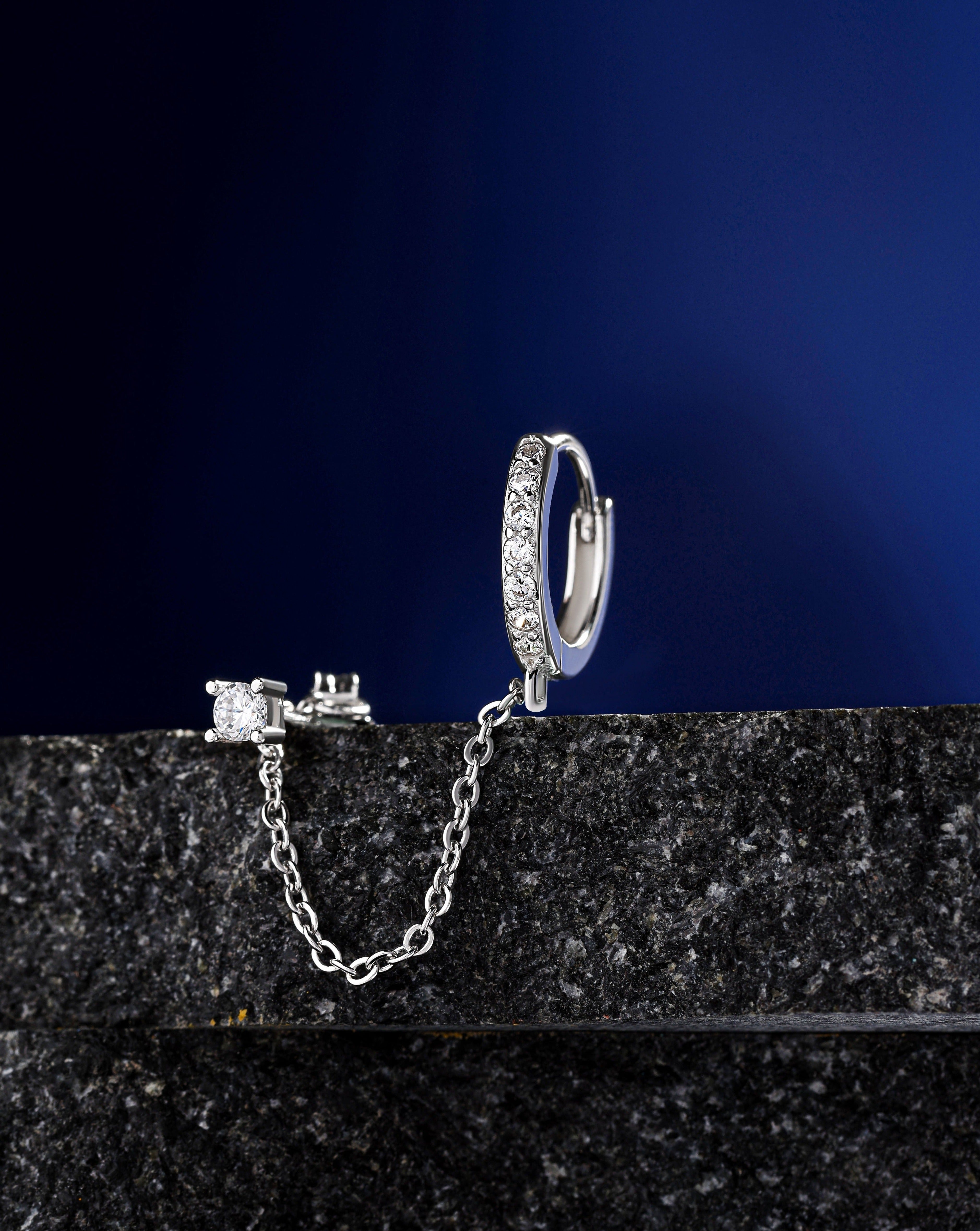 Claw Hoop Connector Chain Earrings