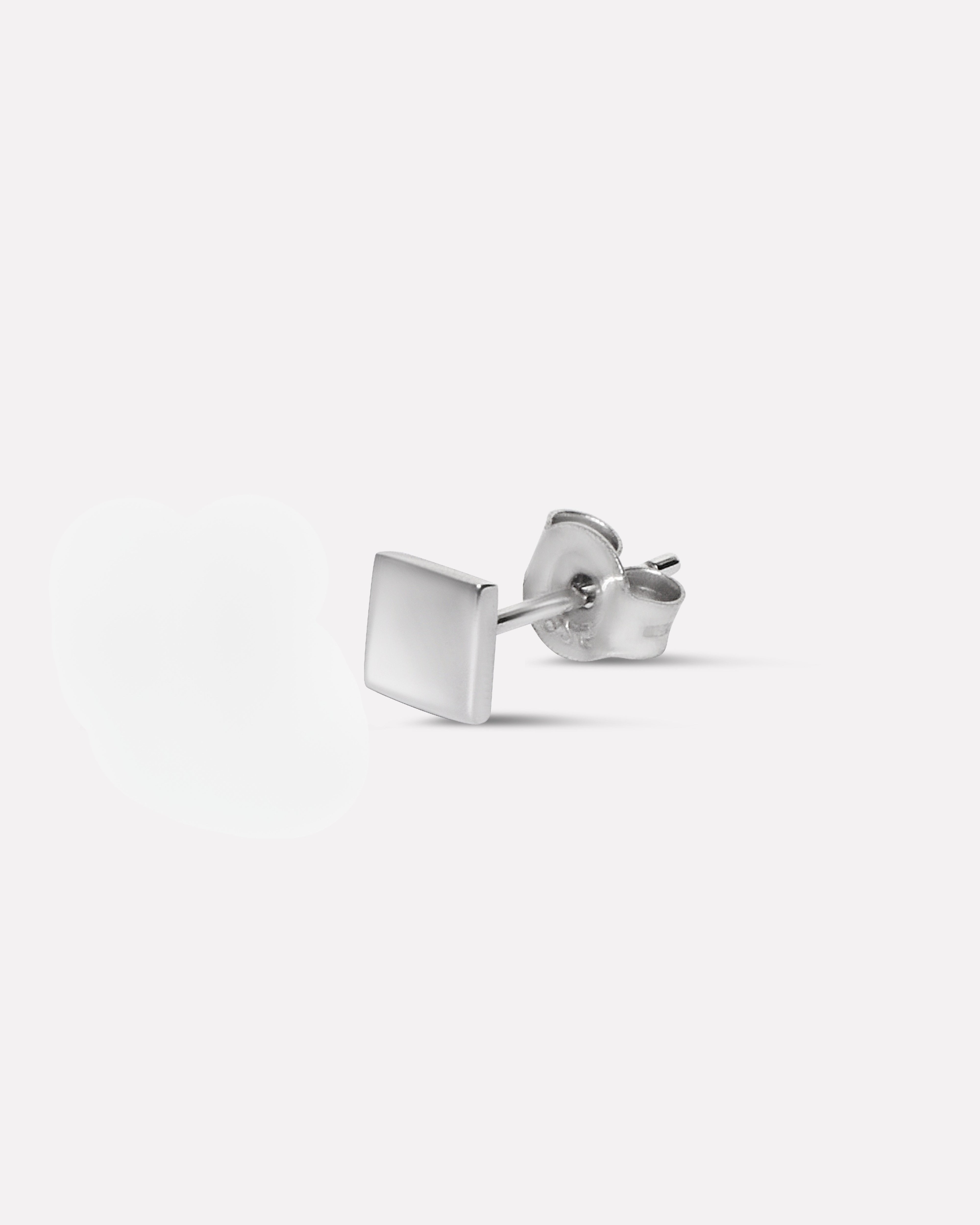 Silver Geometric Square Stud Men's Earrings