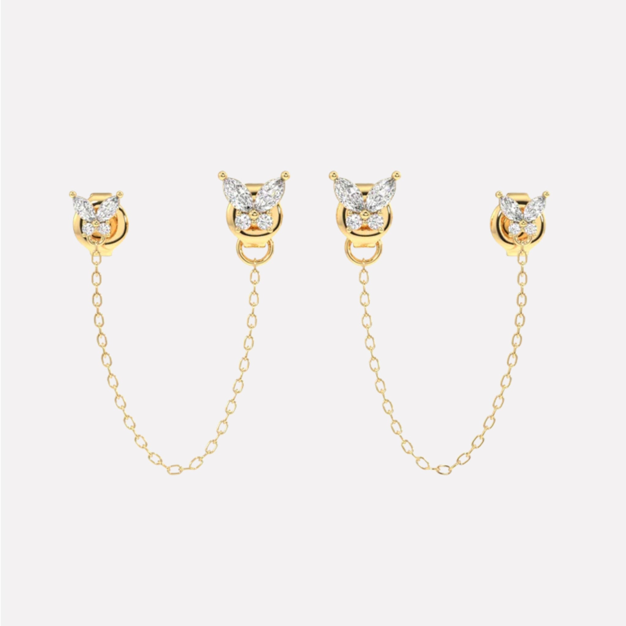 Zircon Butterfly 3 In 1 Connector Chain Earrings